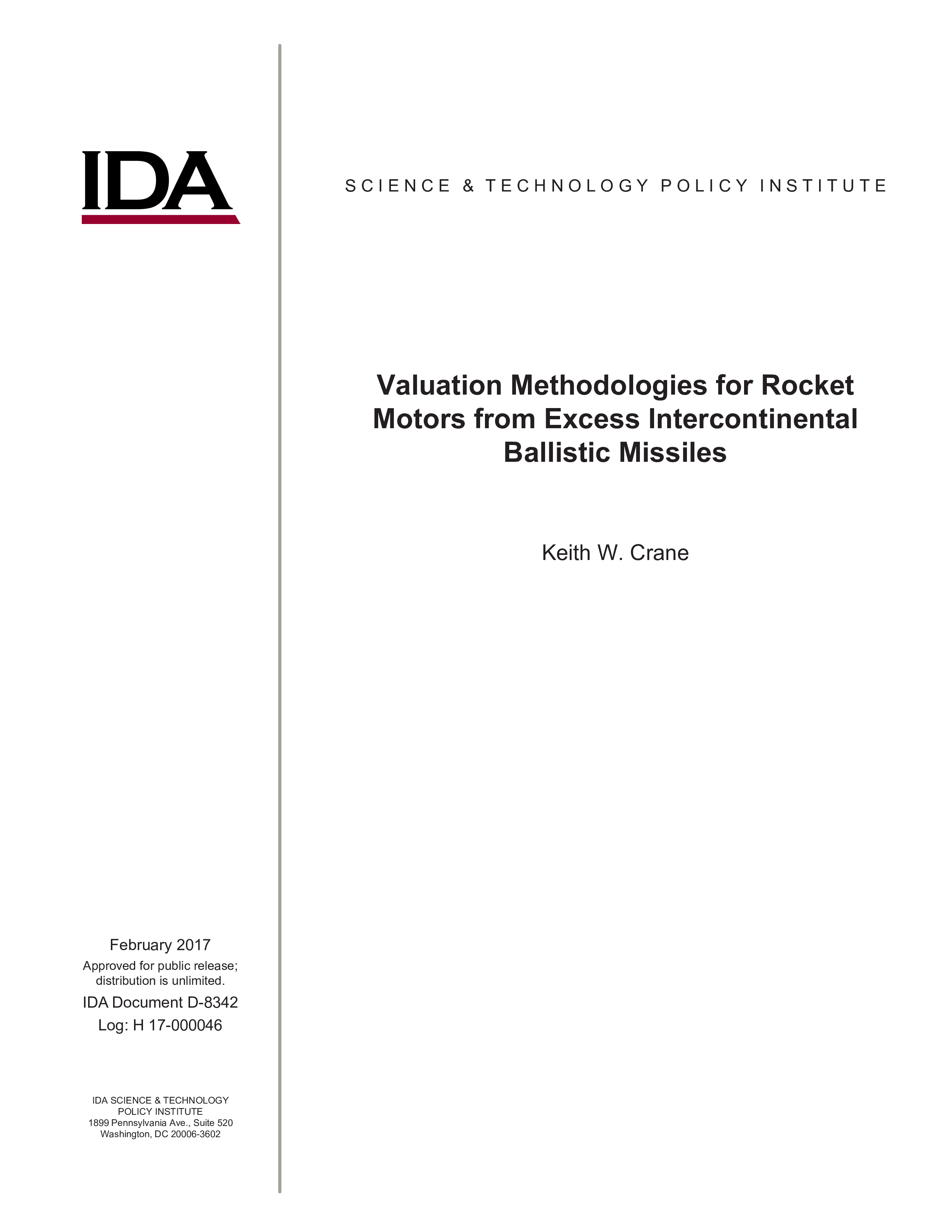 Valuation Methodologies for Rocket Motors from Excess Intercontinental Ballistic Missiles
