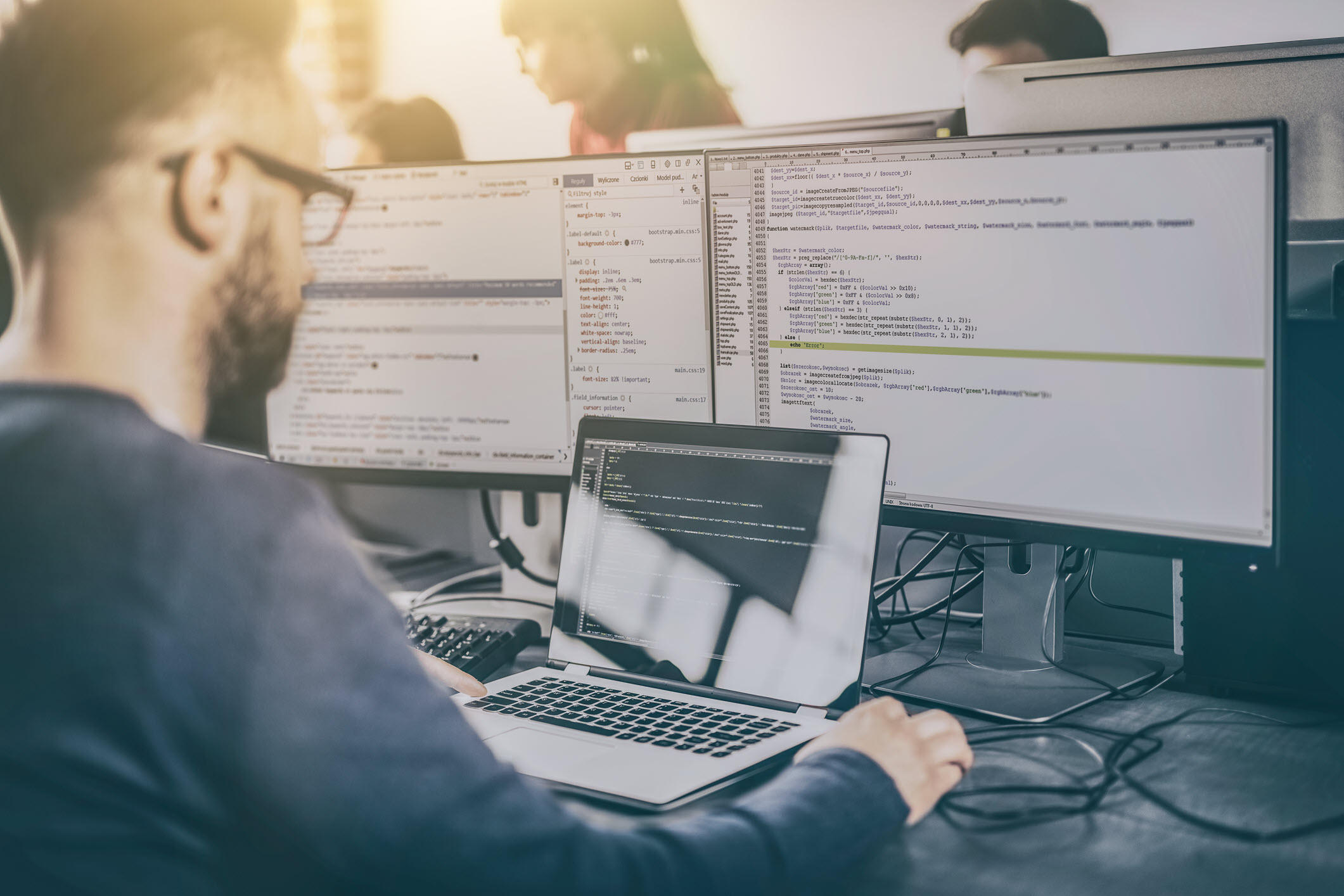 man working on computer