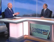 Photo, Peter Levine on the set of Government Matters