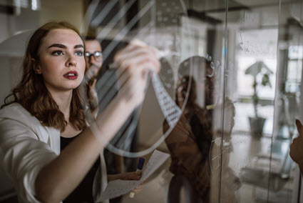 woman exhibiting analytical skills