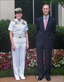 Rear Admiral Margaret Deluca Klein, USN, Chief of Staff, U.S. Cyber Command (shown with Dr. Chu, President, IDA)