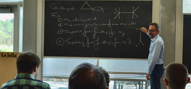 photo of person doing maths at blackboard