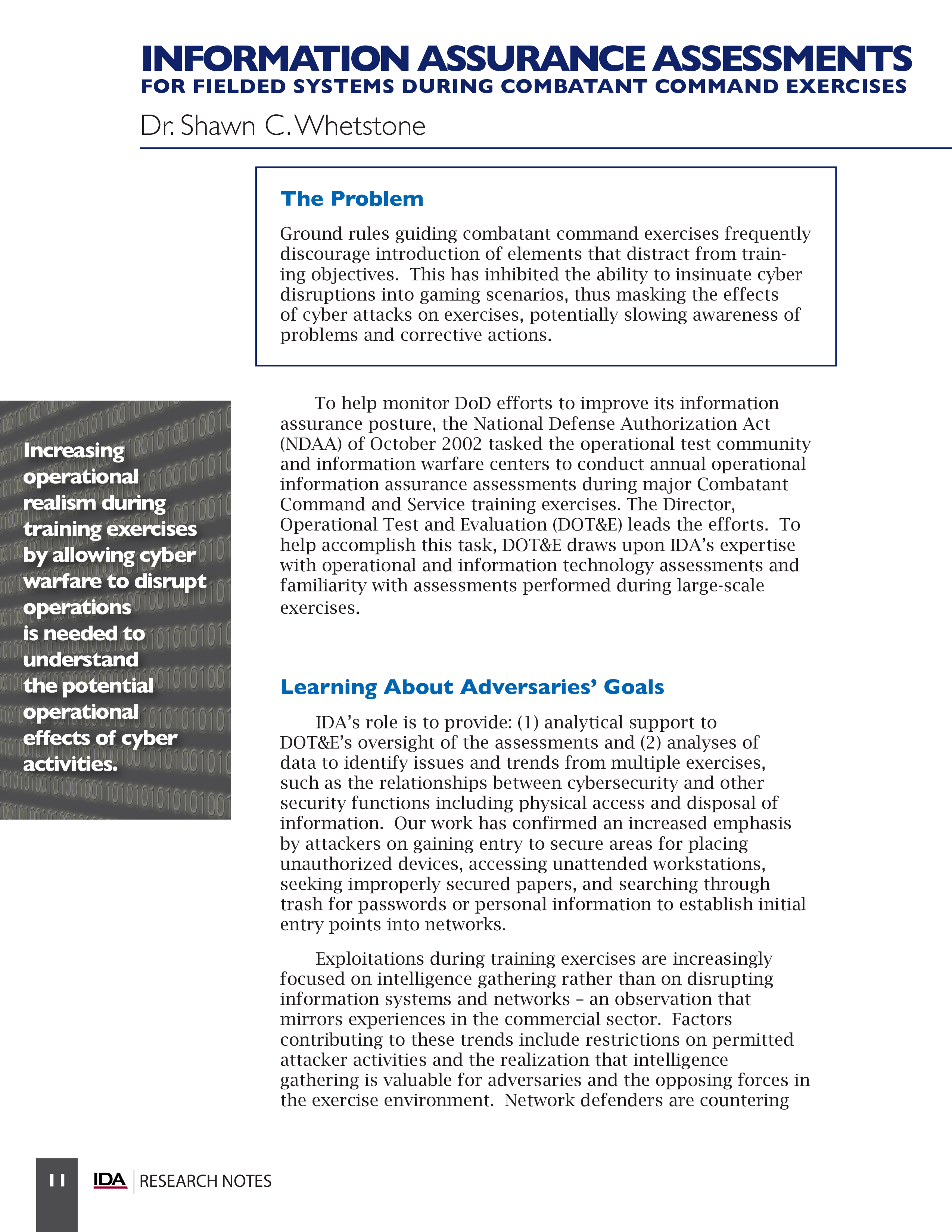 2011 Information Assurance Assessments