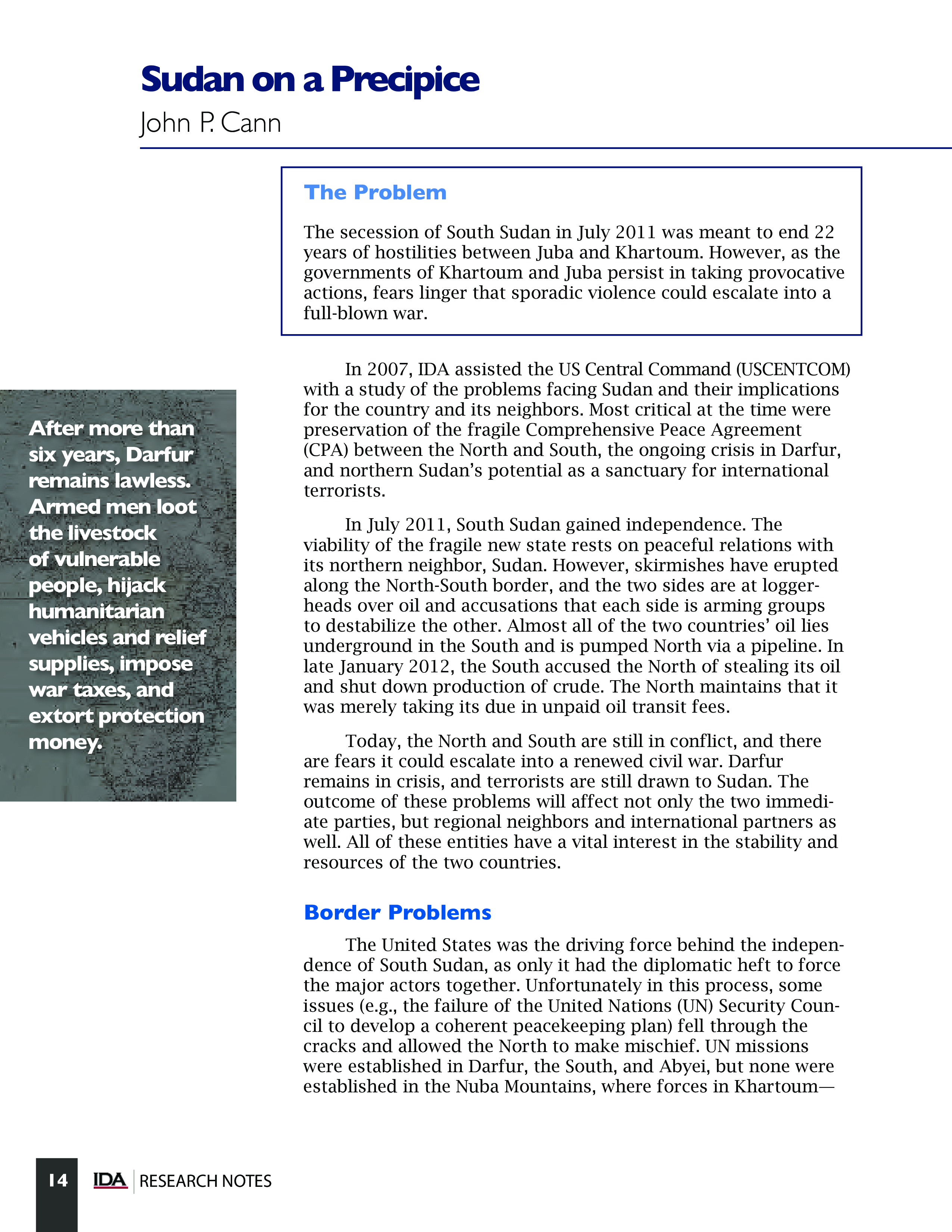 Research Notes 2012 Sudan on a Precipice