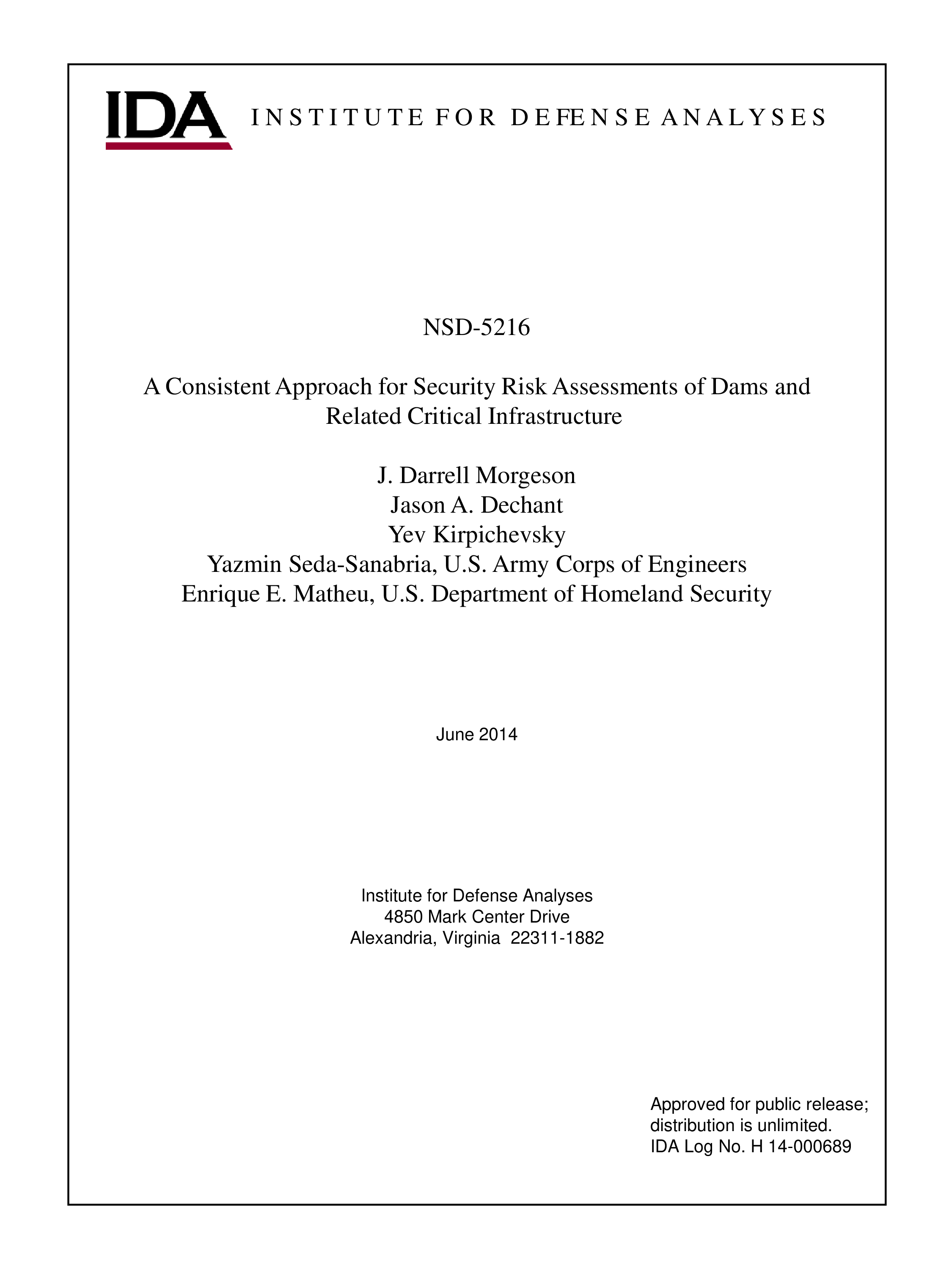 A Consistent Approach for Security Risk Assessments of Dams and Related Critical Infrastructure