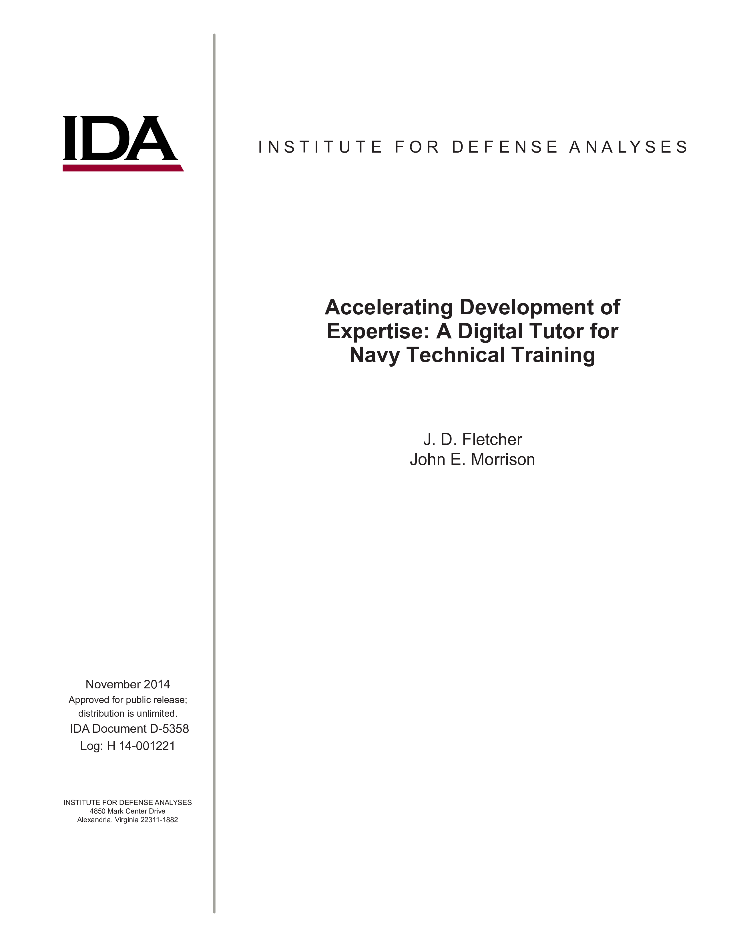 Accelerating Development of Expertise A Digital Tutor for Navy Technical Training