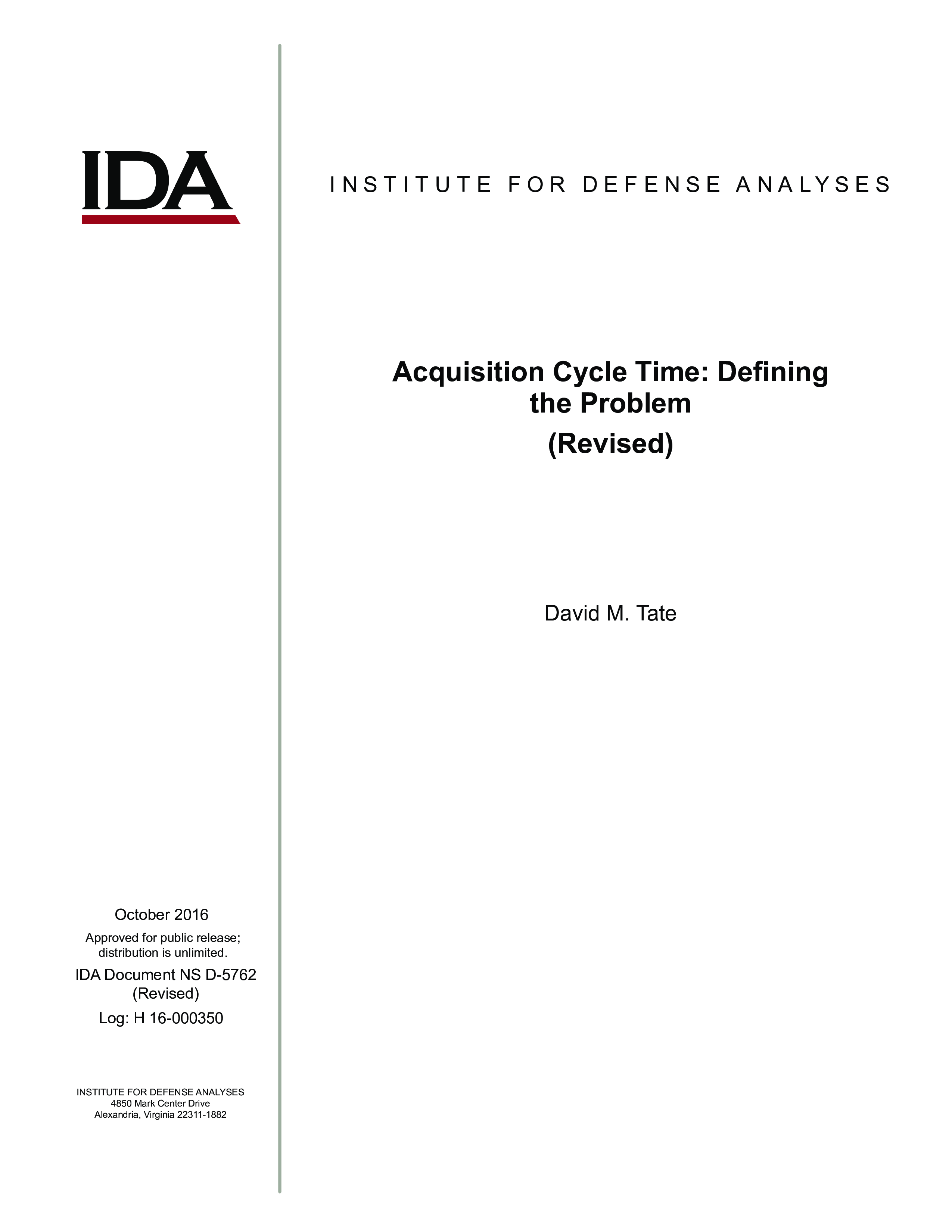 Acquisition Cycle Time Defining the Problem Revised