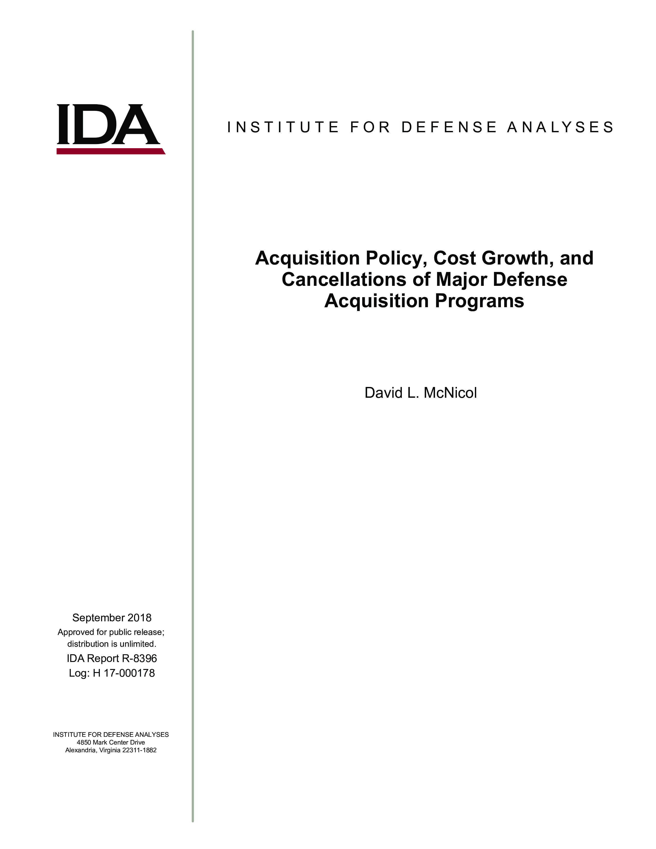 Acquisition Policy, Cost Growth, and Cancellations of Major Defense Acquisition Programs