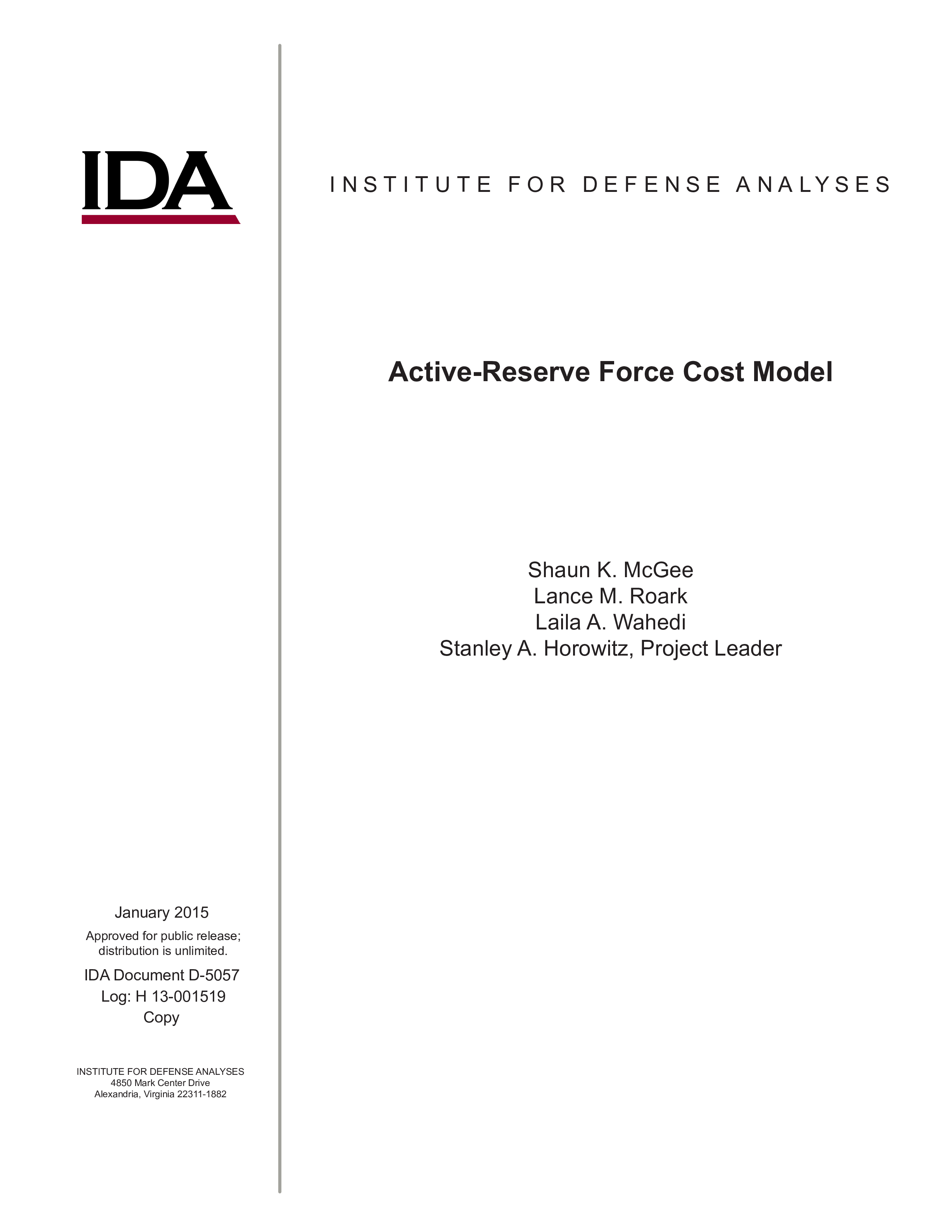 Active-Reserve Force Cost Model