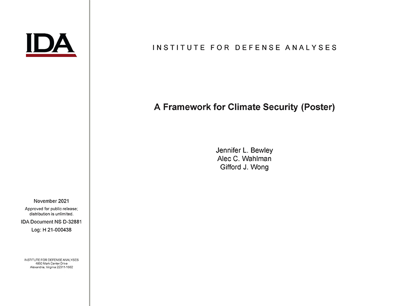 document cover, A Framework for Climate Security (Poster)