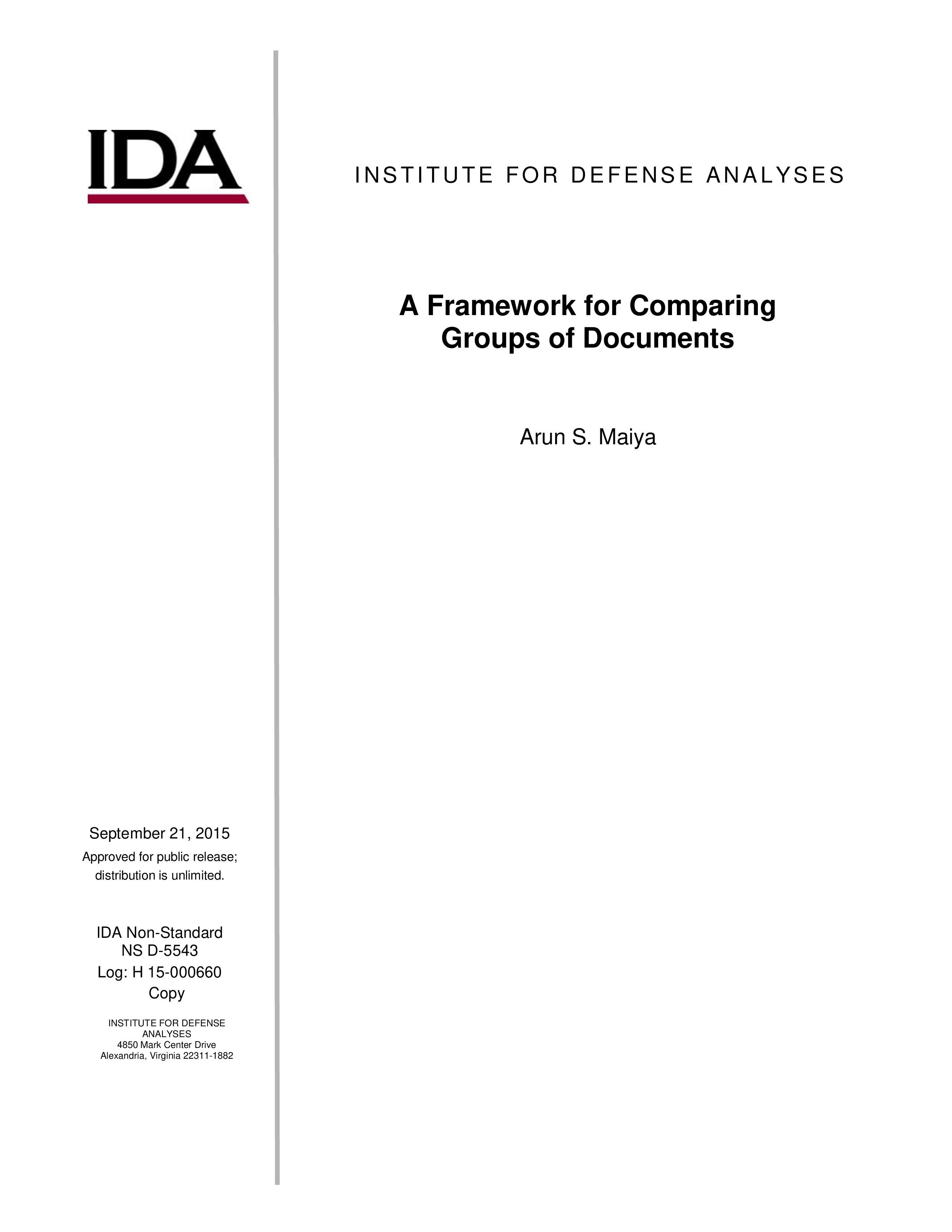 A Framework for Comparing Groups of Documents