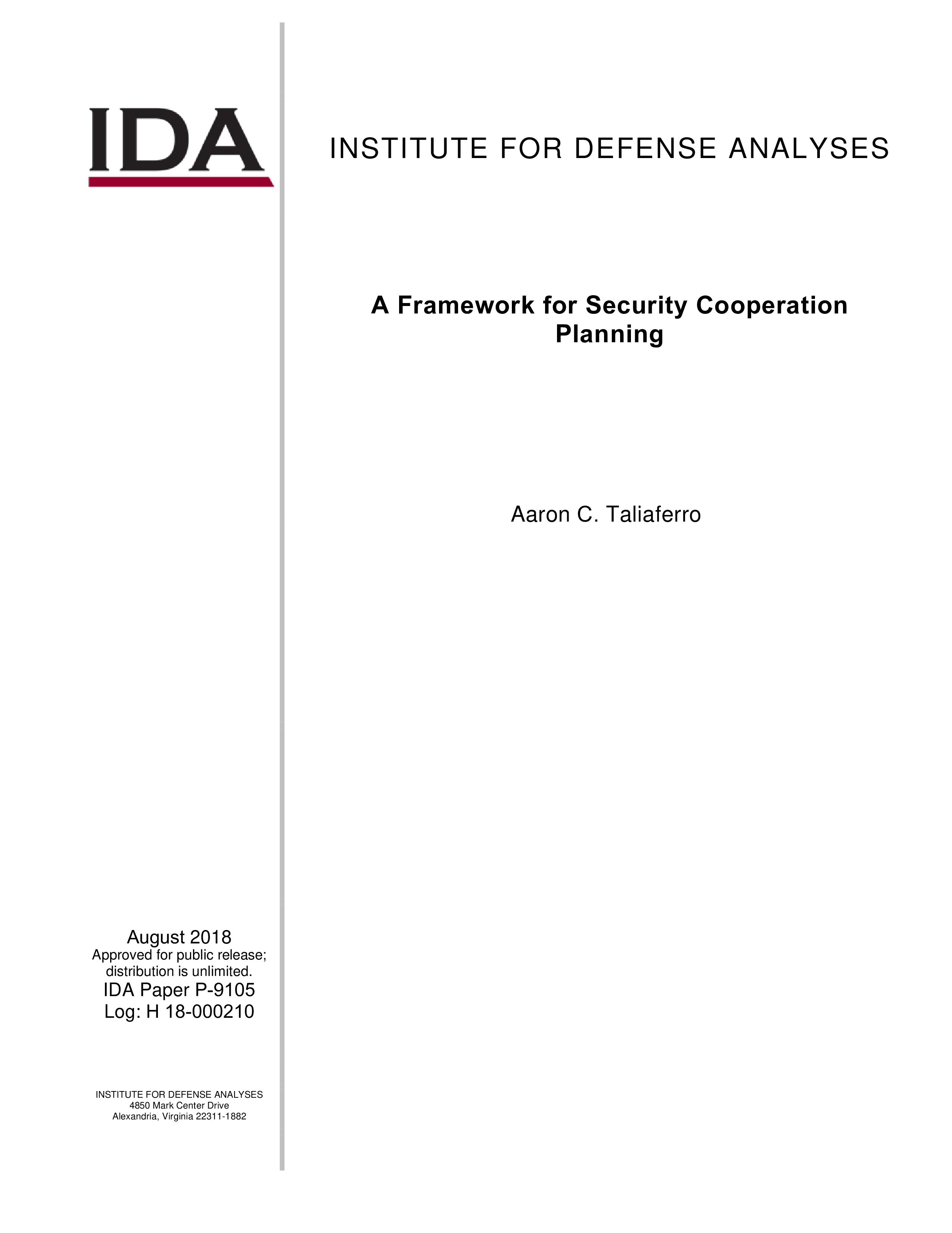 A Framework for Security Cooperation Planning