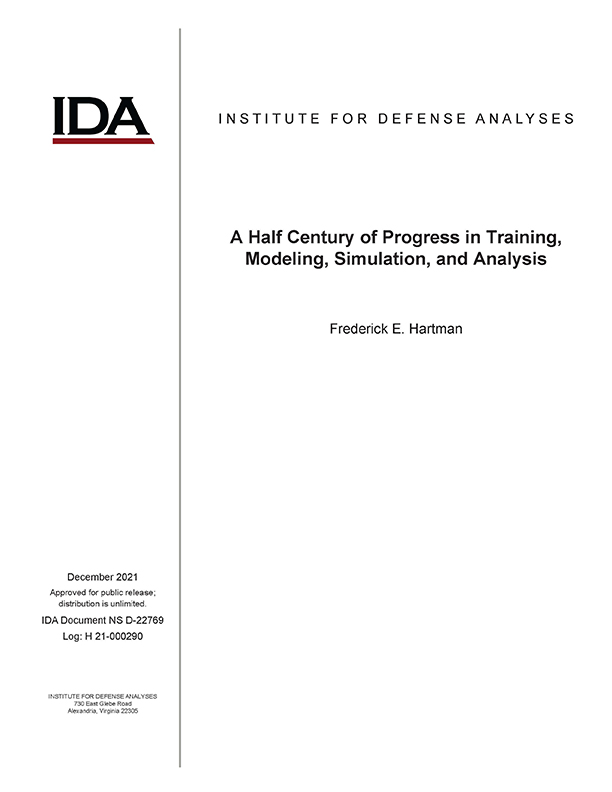 document cover, A Half Century of Progress in Training, Modeling, Simulation and Analysis