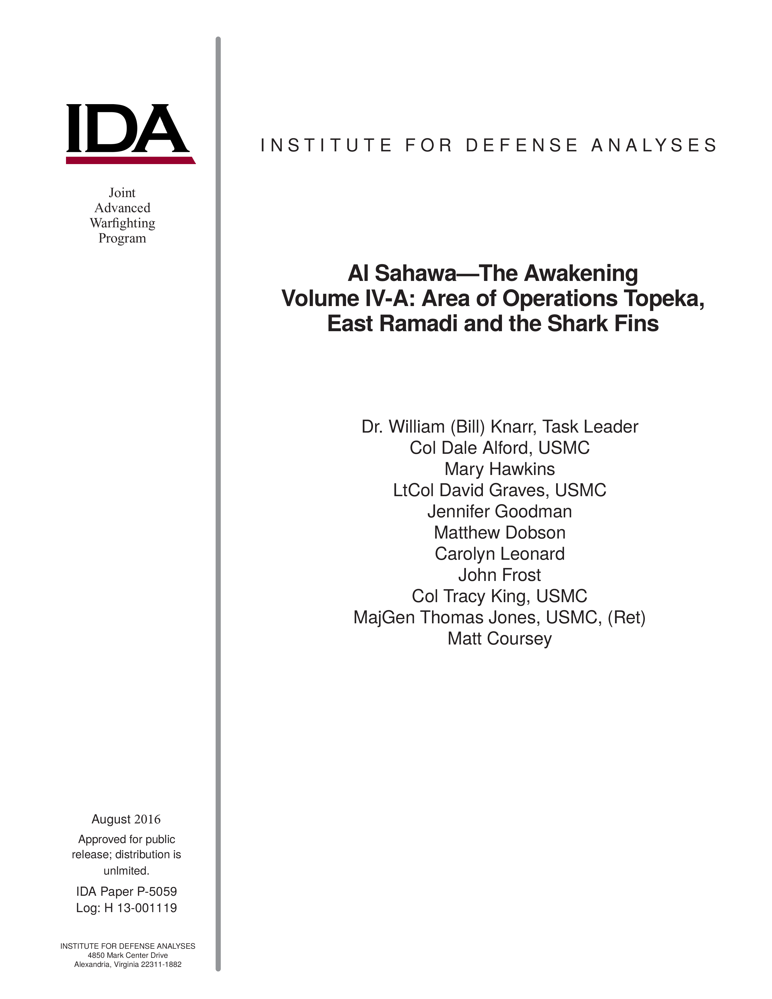 Al SahawaThe Awakening Volume IVA Area of Operations Topeka East Ramadi and the Shark Fins