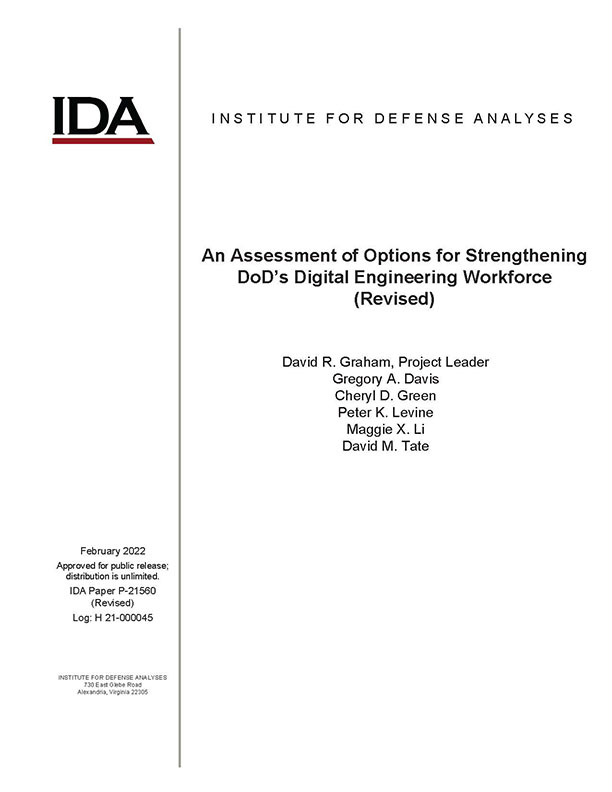 document cover, An Assessment of Options for Strengthening DOD’s Digital Engineering Workforce