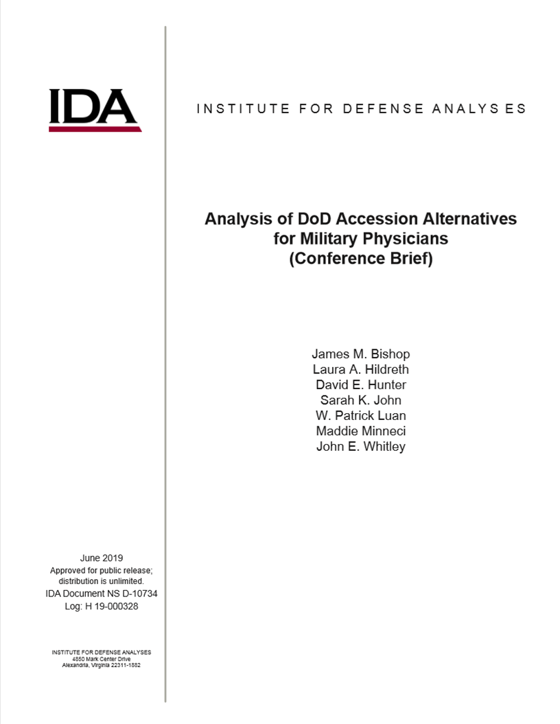 document cover - Analysis of DoD Accession Alternatives for Military Physicians (Conference Brief)