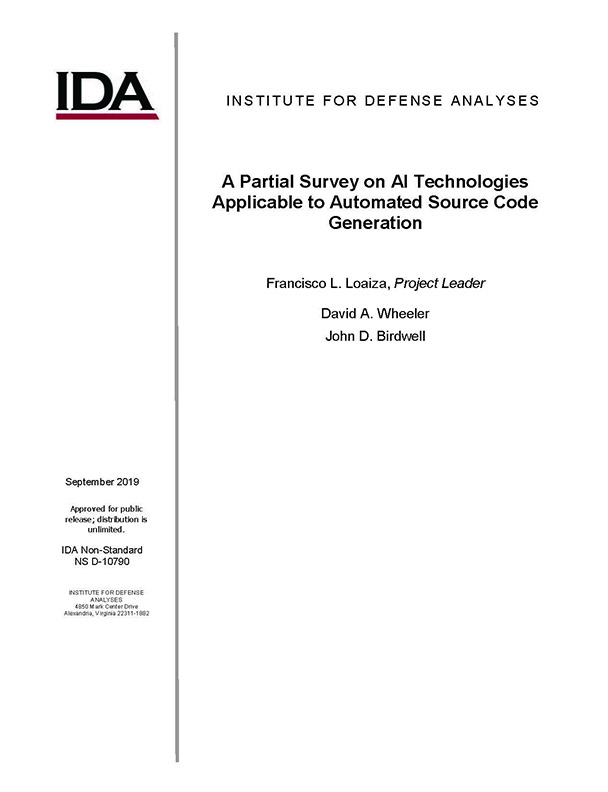 document cover, A Partial Survey on AI Technologies Applicable to Automated Source Code Generation