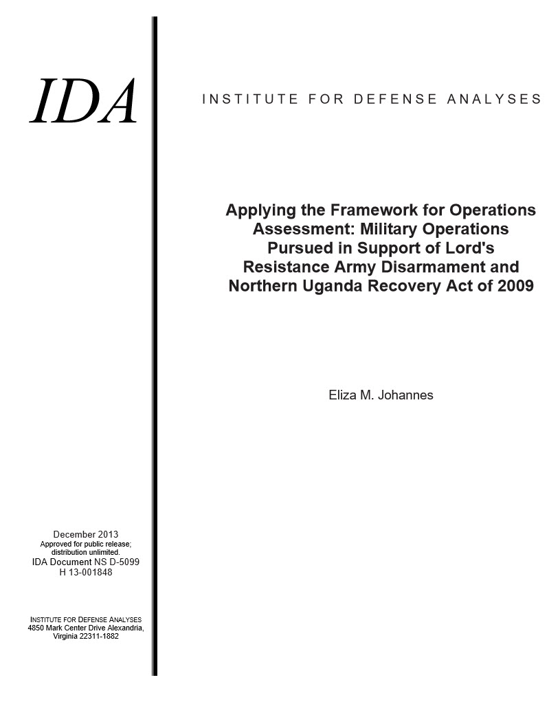 document cover page, Applying the Framework for Operations Assessment: Military Operations Pursued in Support of Lord
