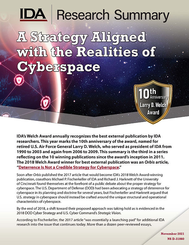 A Strategy Aligned with the Realities of Cyberspace (IDA Research Summary)