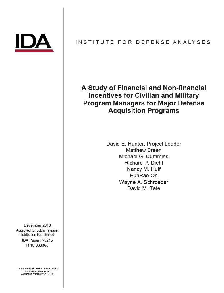 A Study of Financial and Non-financial Incentives for Civilian and Military Program Managers for Major Defense Acquisition Programs