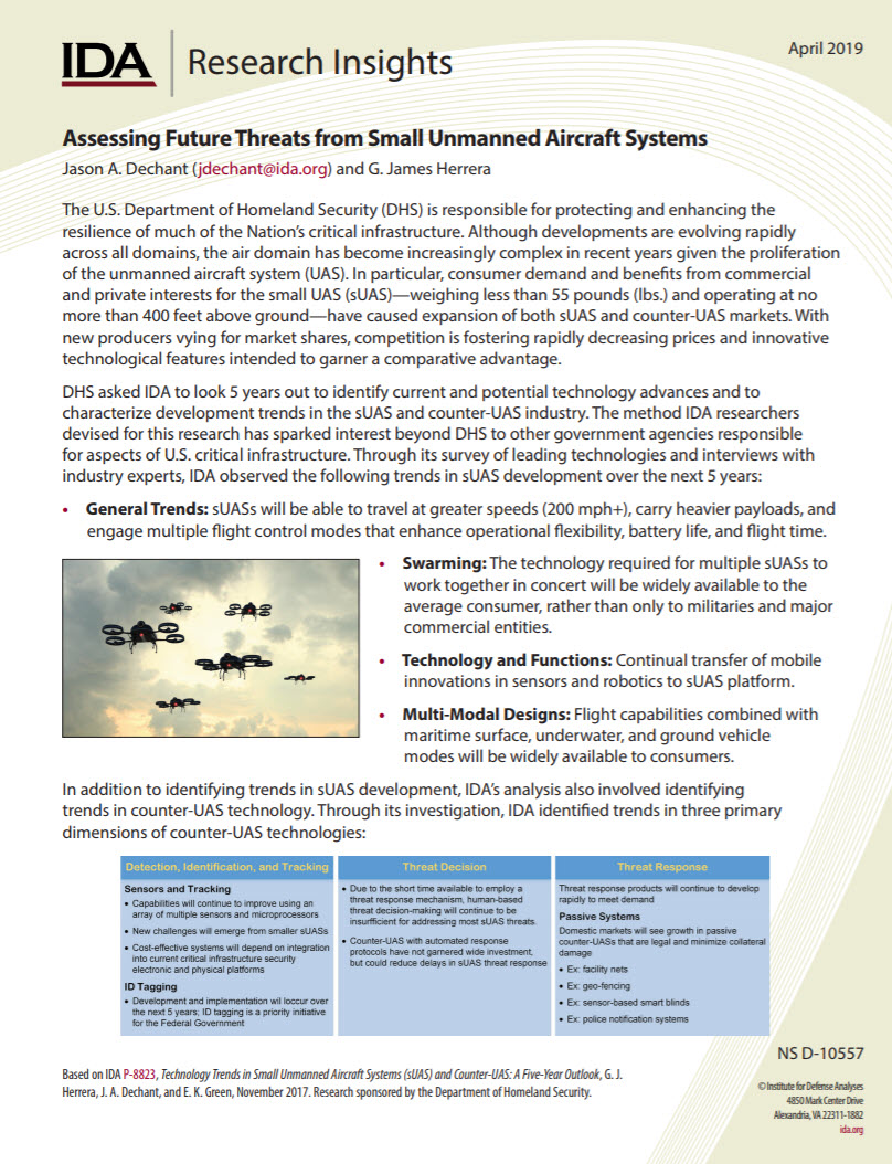Assessing Future Threats from Small Unmanned Aircraft Systems