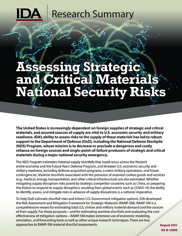 thumbnail, Assessing Strategic and Critical Materials National Security Risks