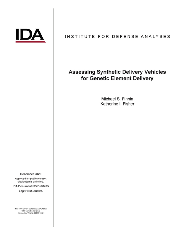 document cover, Assessing Synthetic Delivery Vehicles for Genetic Element Delivery