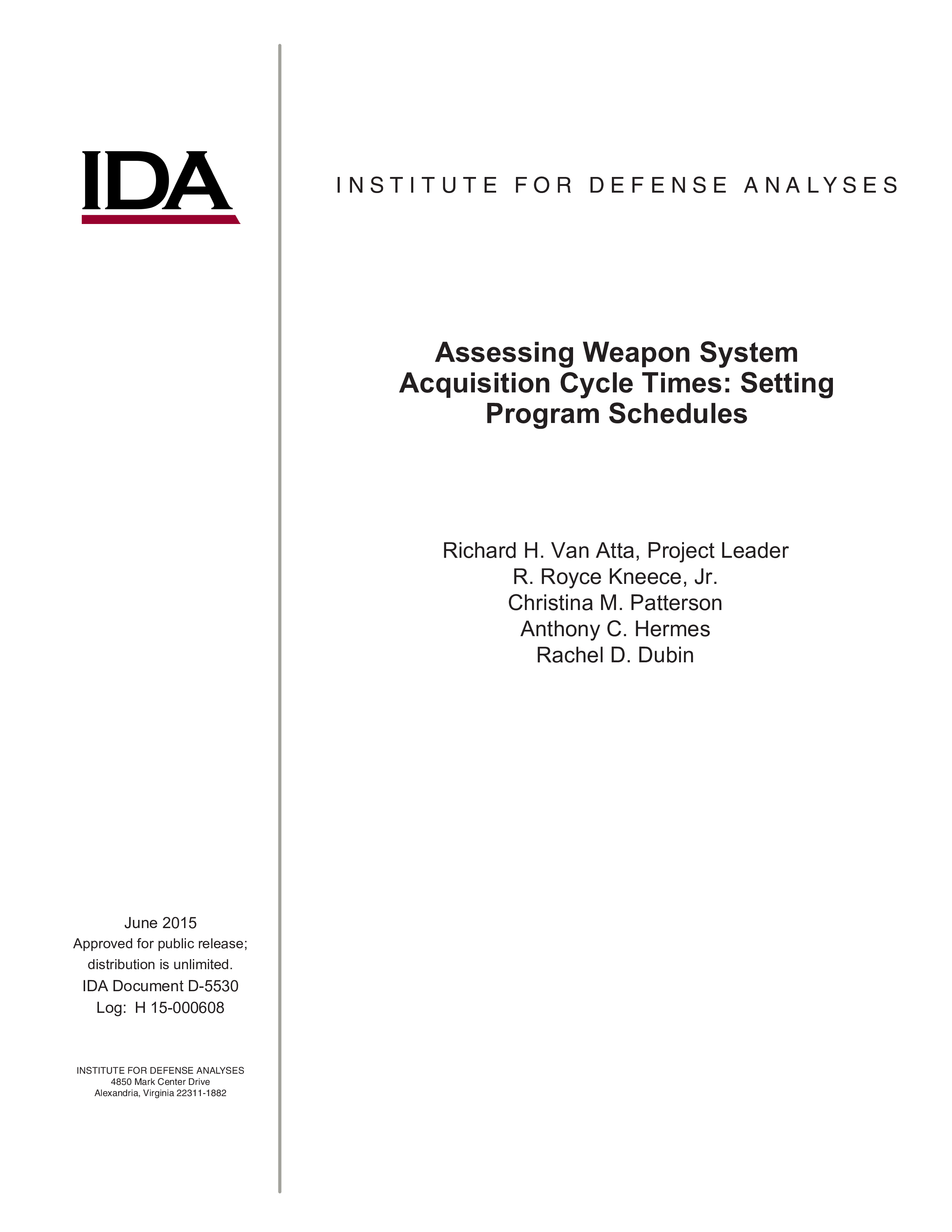 Assessing Weapon System Acquisition Cycle Times
