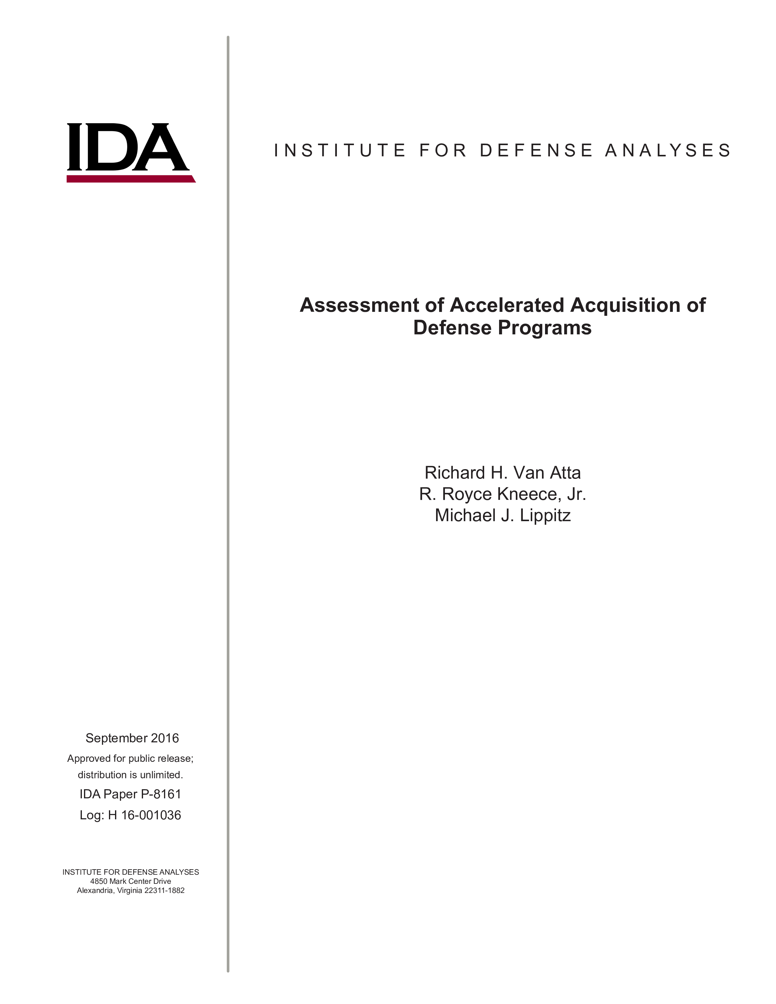Assessment of Accelerated Acquisition of Defense Programs