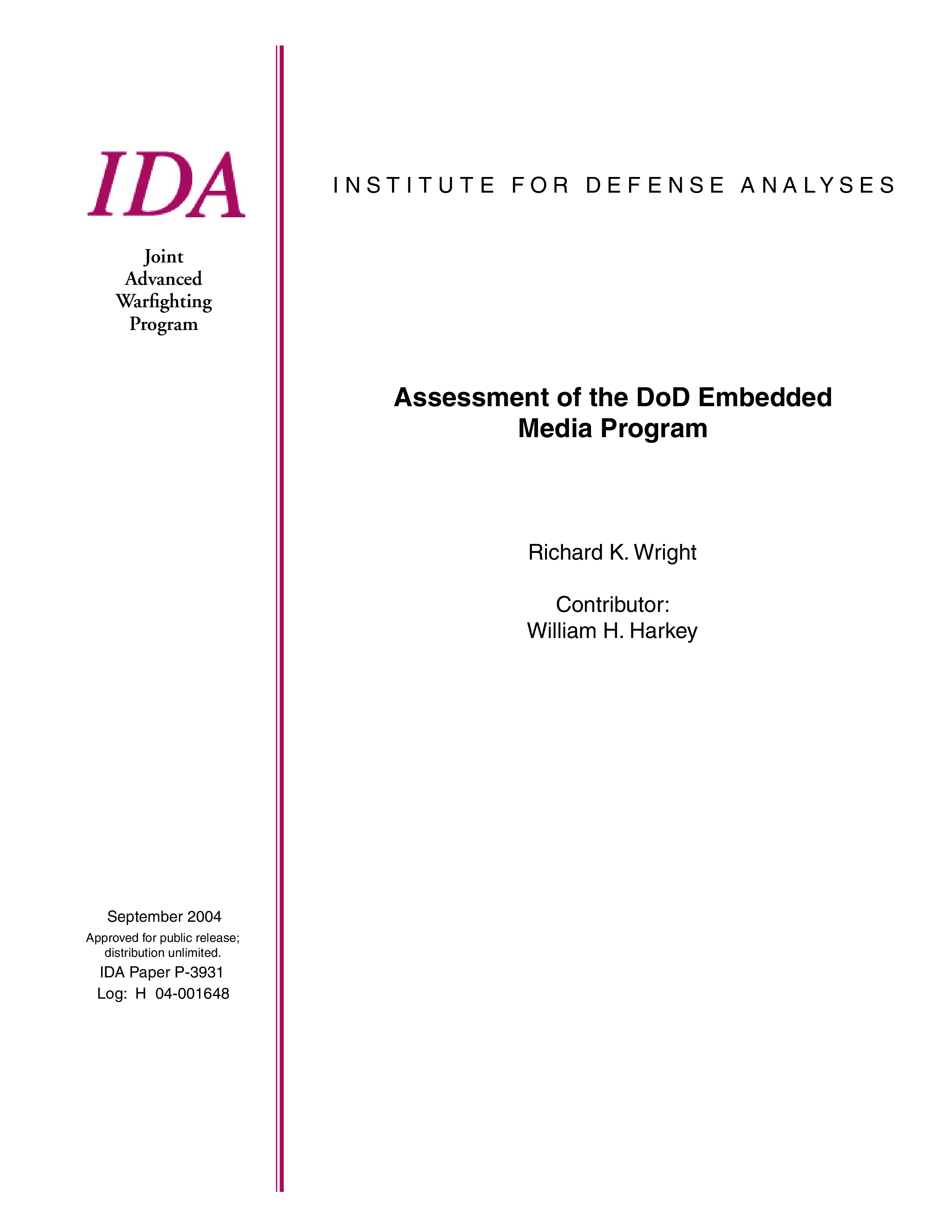 Assessment of the DoD Embedded Media Program