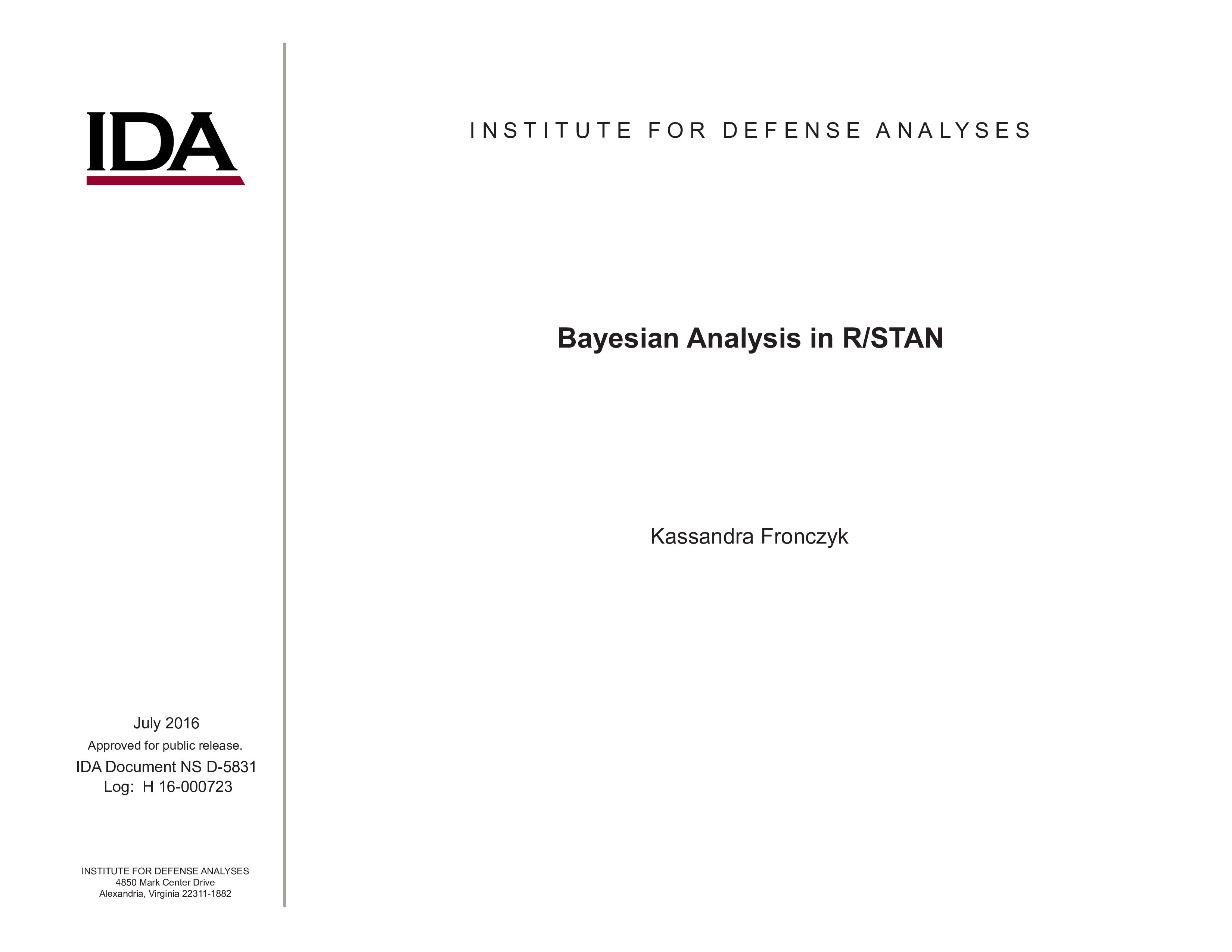 Bayesian Analysis in R/STAN
