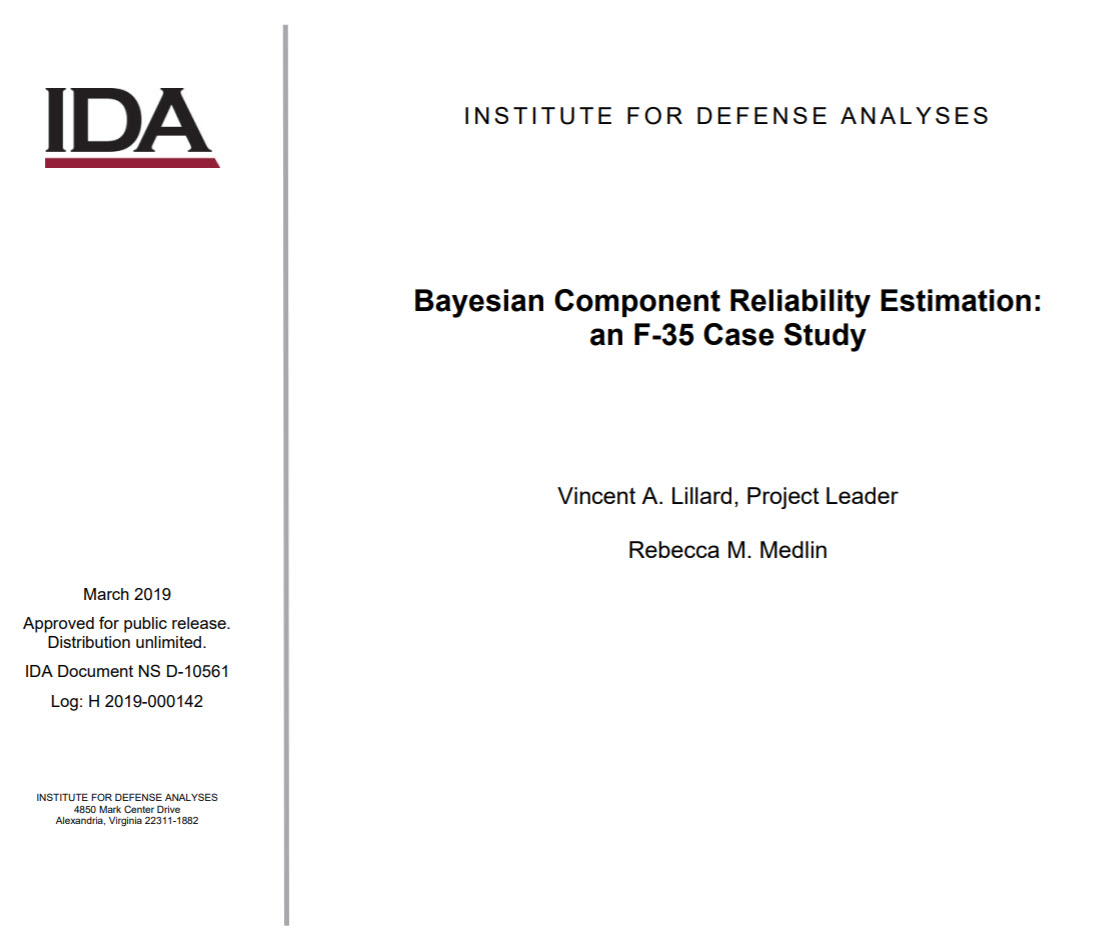 Bayesian Component Reality Estimation an F-35 Case Study