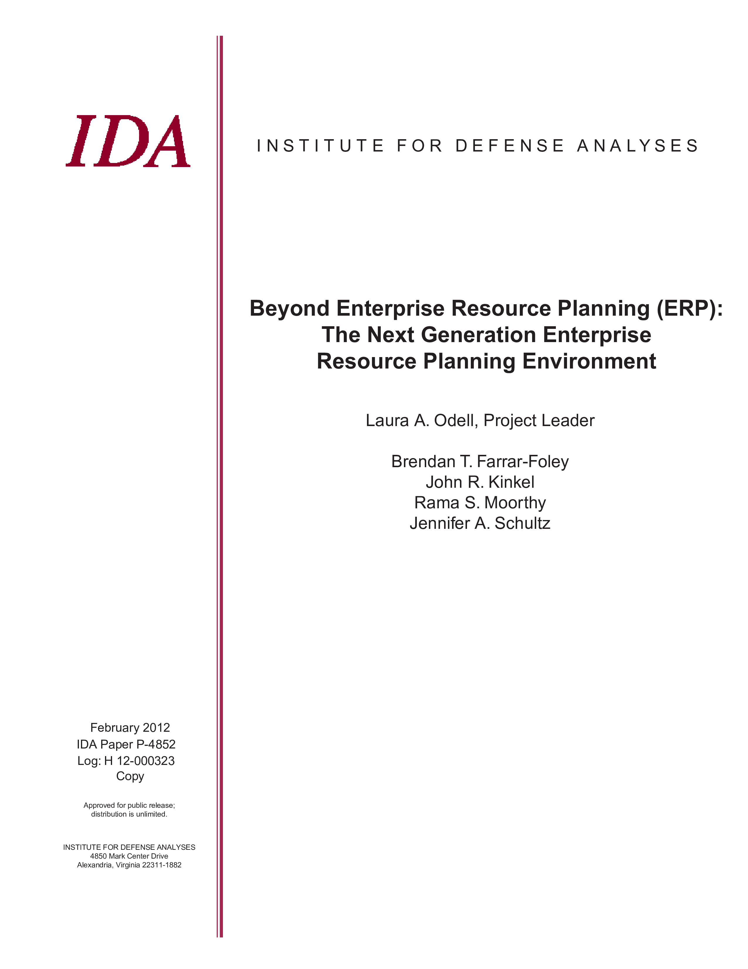 Beyond Enterprise Resource Planning (ERP): The Next Generation Enterprise Resource Planning Environment