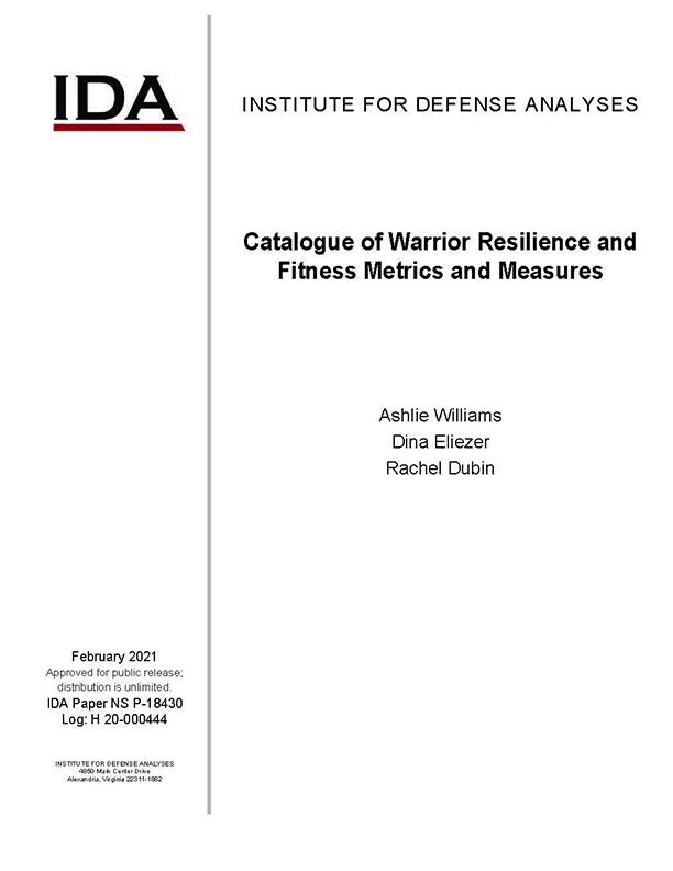 document cover, Catalogue of Warrior Resilience and Fitness Metrics and Measures