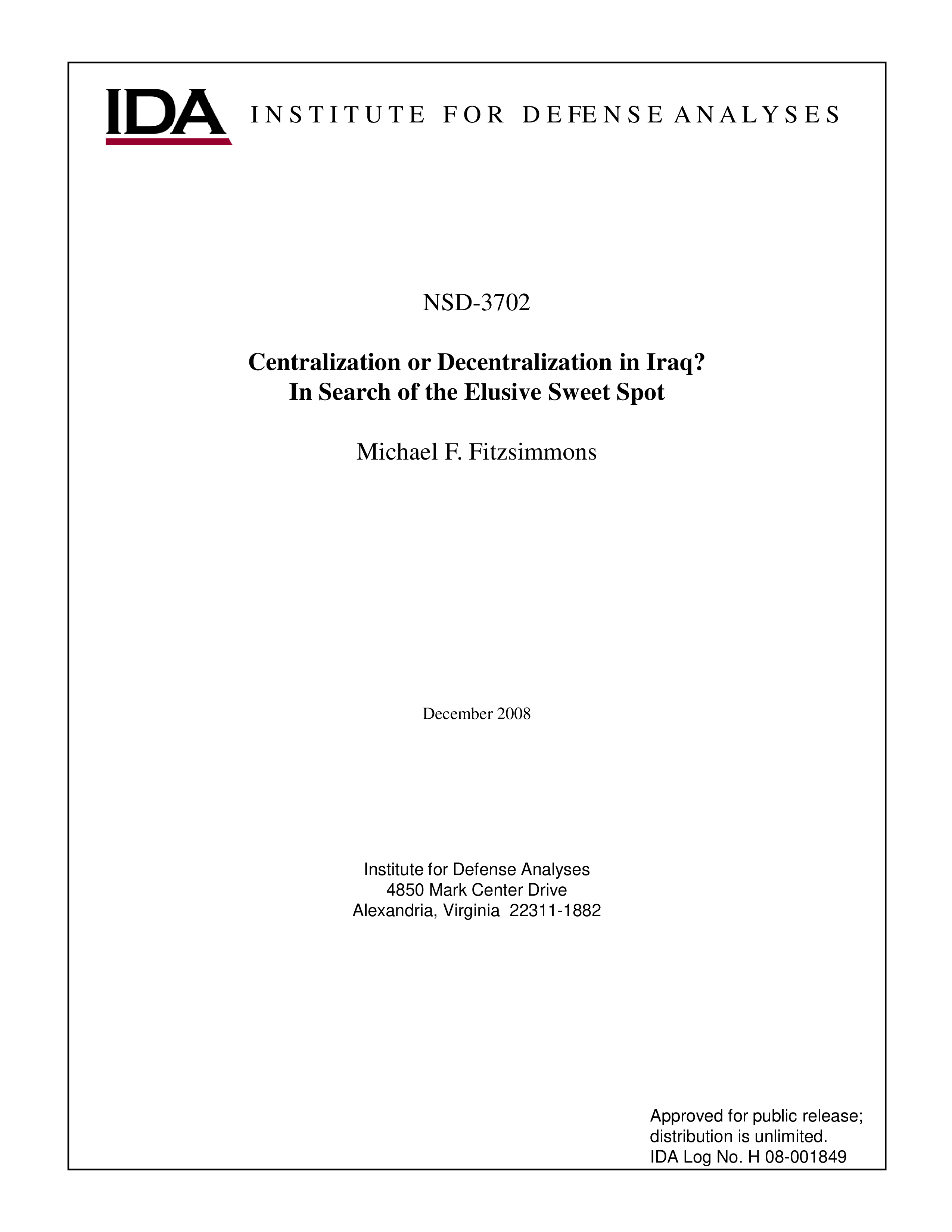 Centralization or Decentralization in Iraq? In Search of the Elusive Sweet Spot