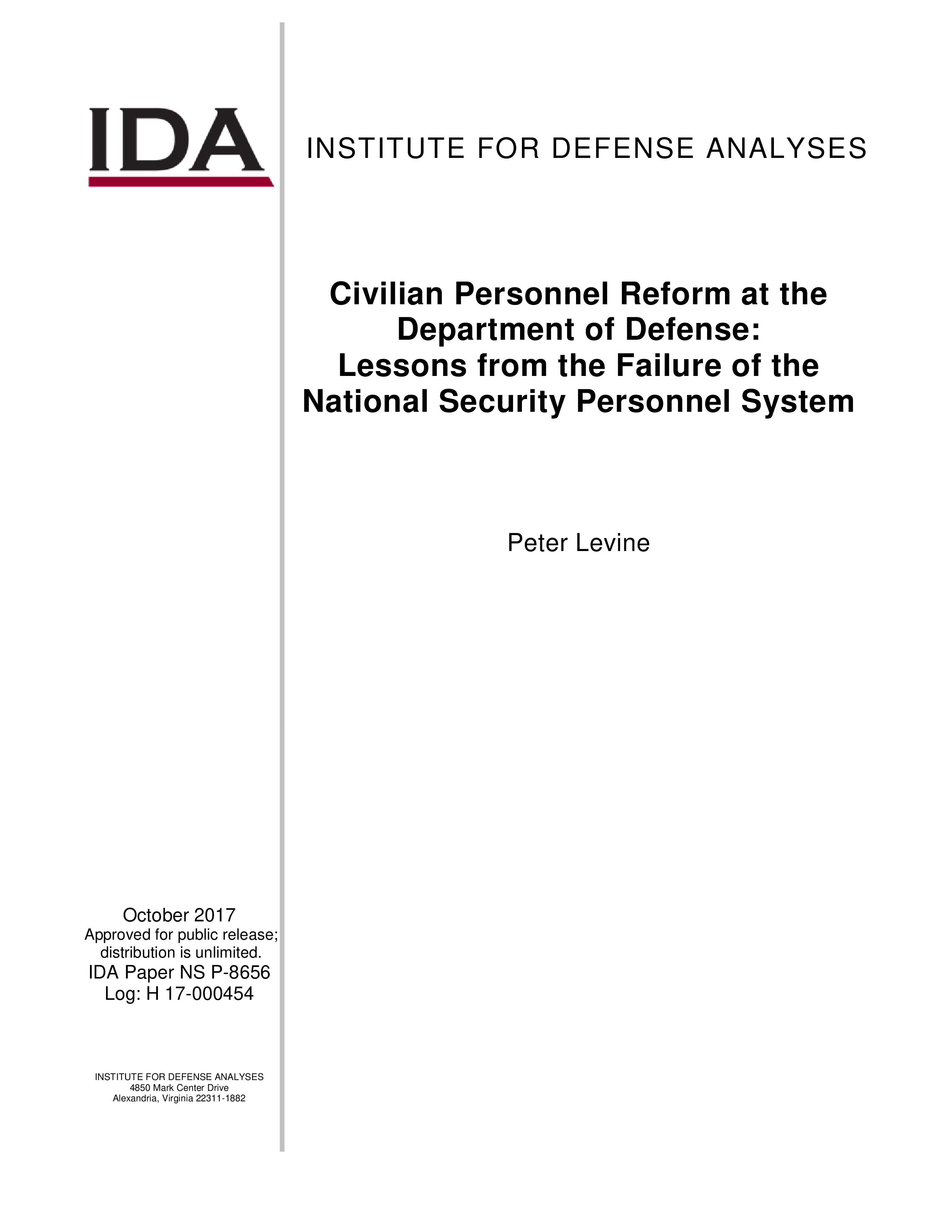 Civilian Personnel Reform at the Department of Defense: Lessons from the Failure of the National Security Personnel System