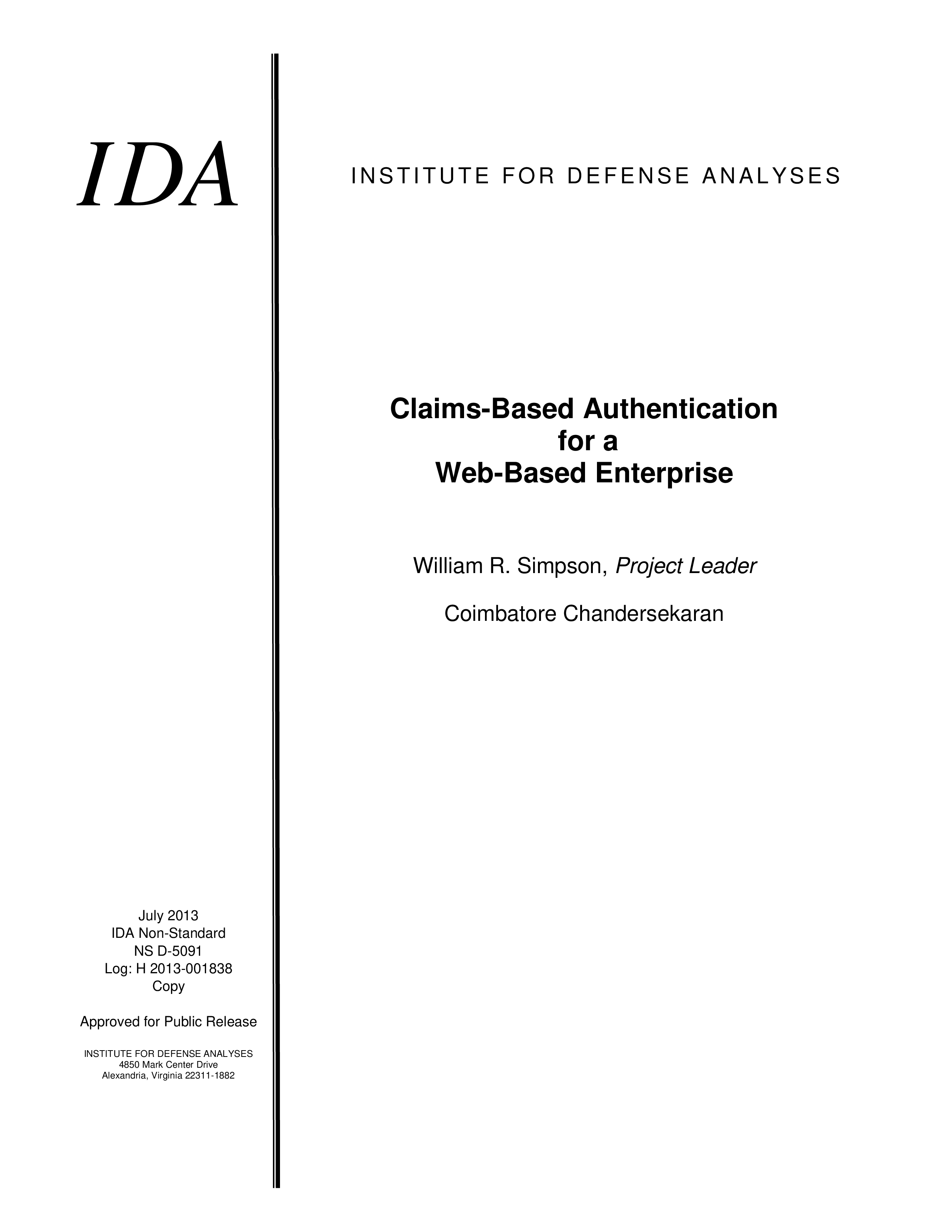 Claims-Based Authentication for a Web-Based Enterprise