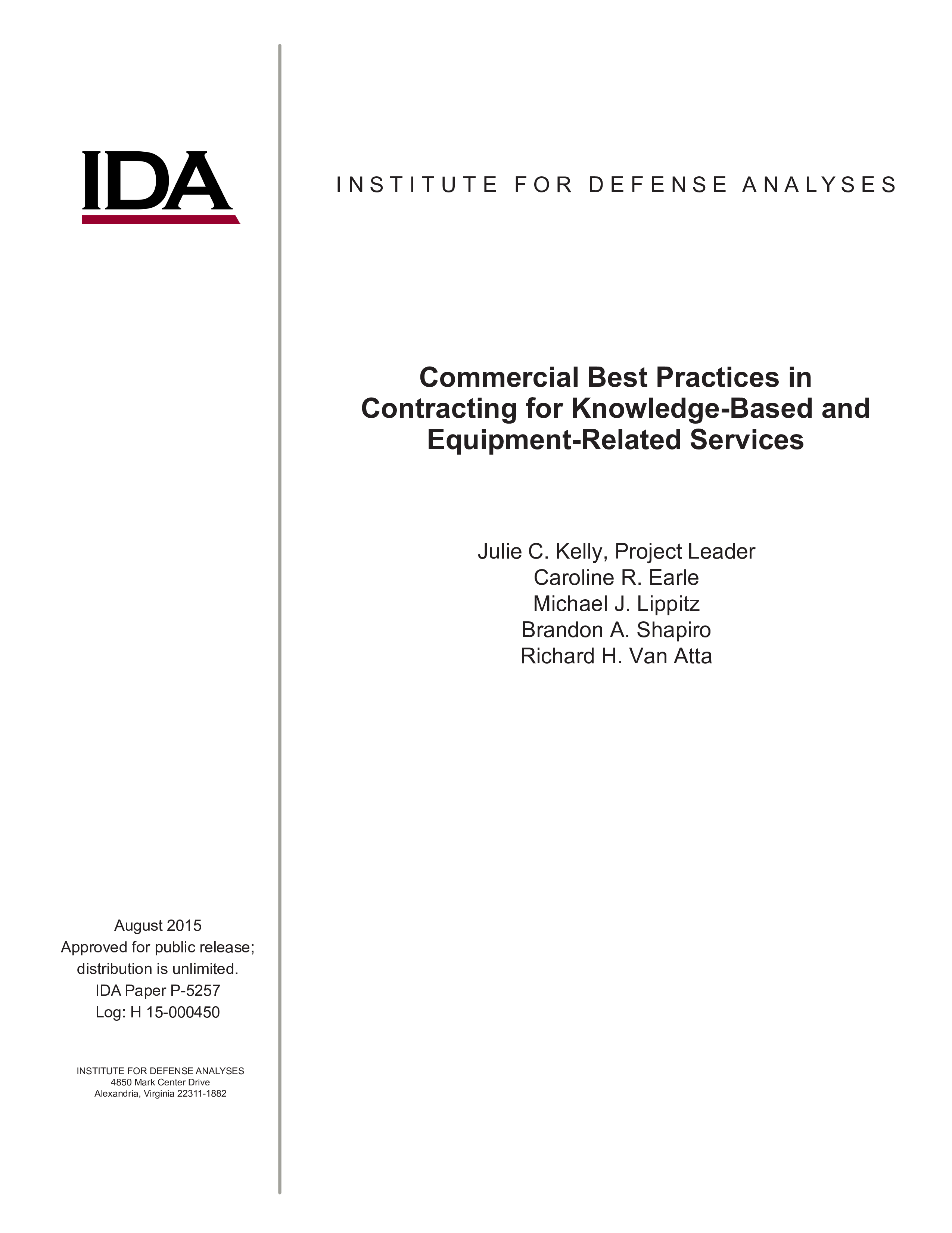 Commercial Best Practices in Contracting for Knowledge-Based and Equipment-Related Services