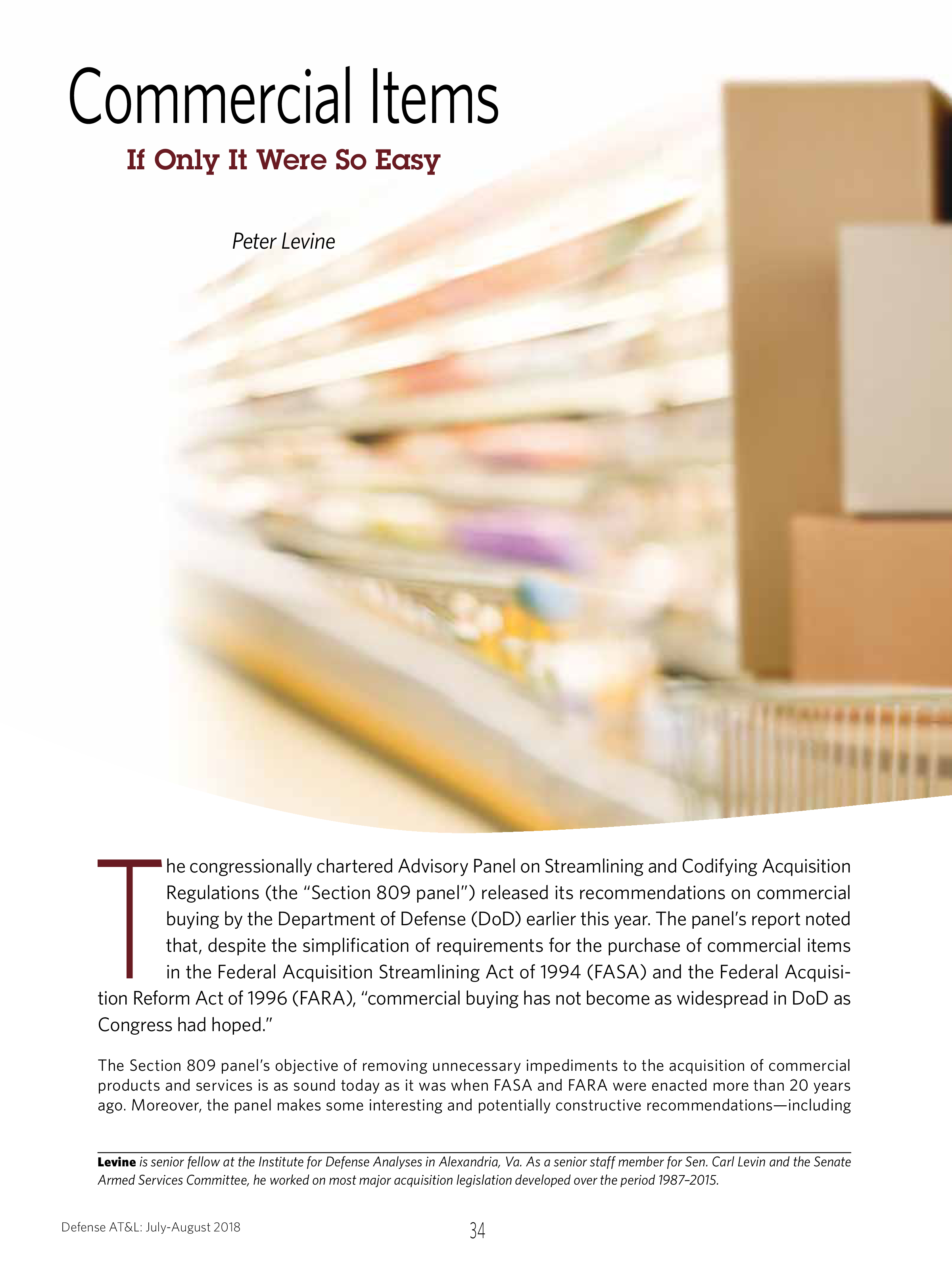 Commercial Items:  If Only It Were So Easy