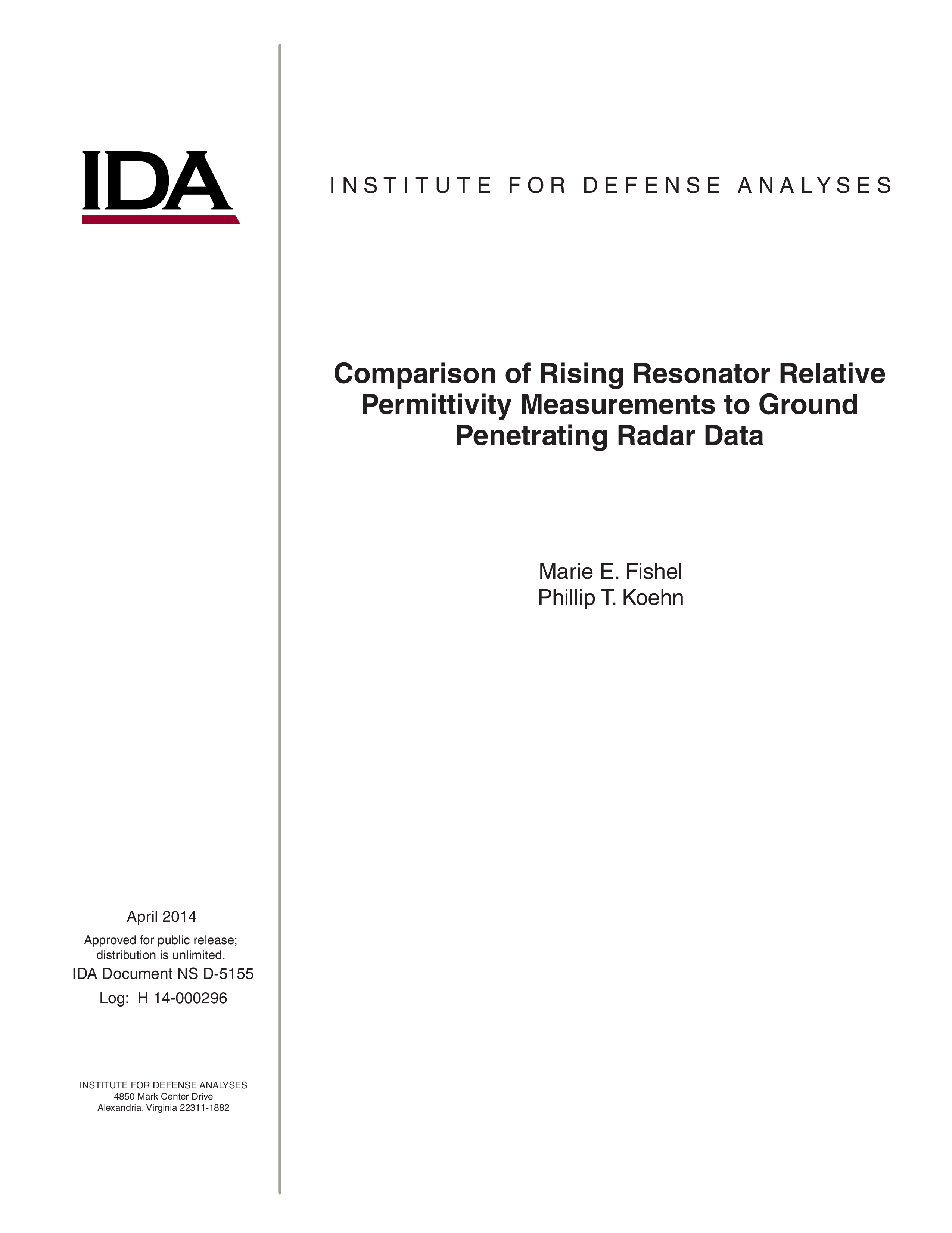Comparison of Rising Resonator Relative Permittivity Measurements to Ground Penetrating Radar Data
