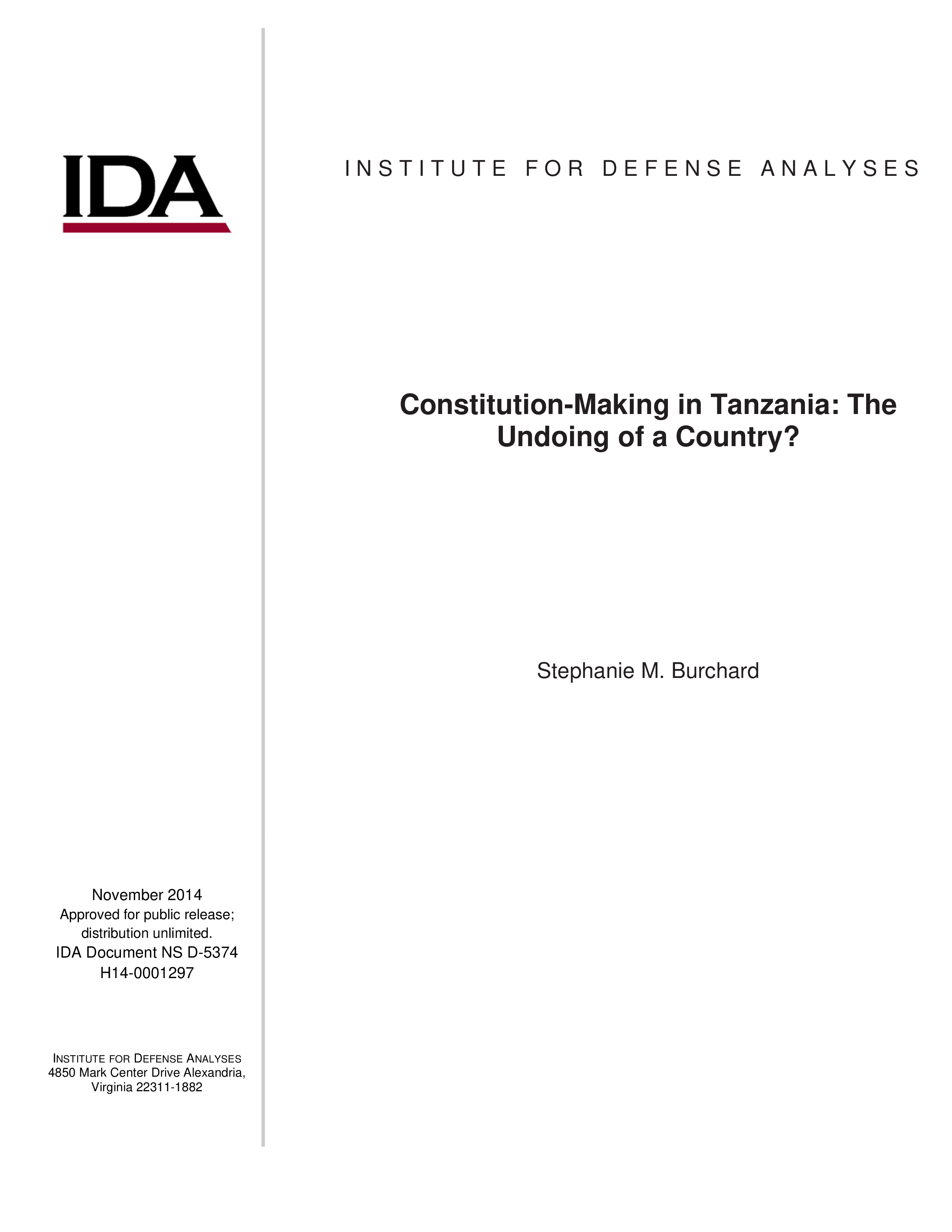 Constitution-Making in Tanzania: The Undoing of a Country?