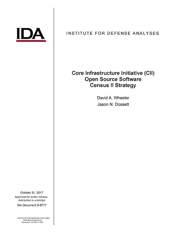 document cover, Core Infrastructure Initiative (CII) Open Source Software Census II Strategy