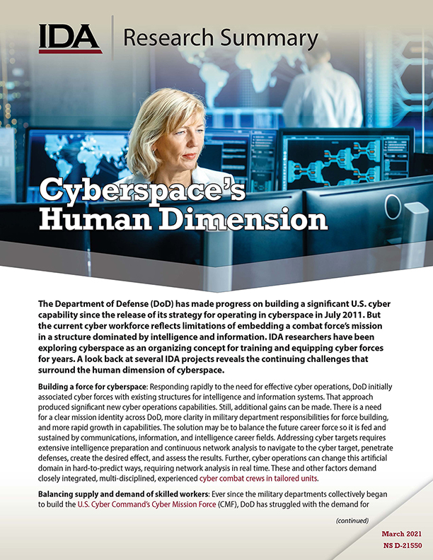 document cover, Cyberspace’s Human Dimension