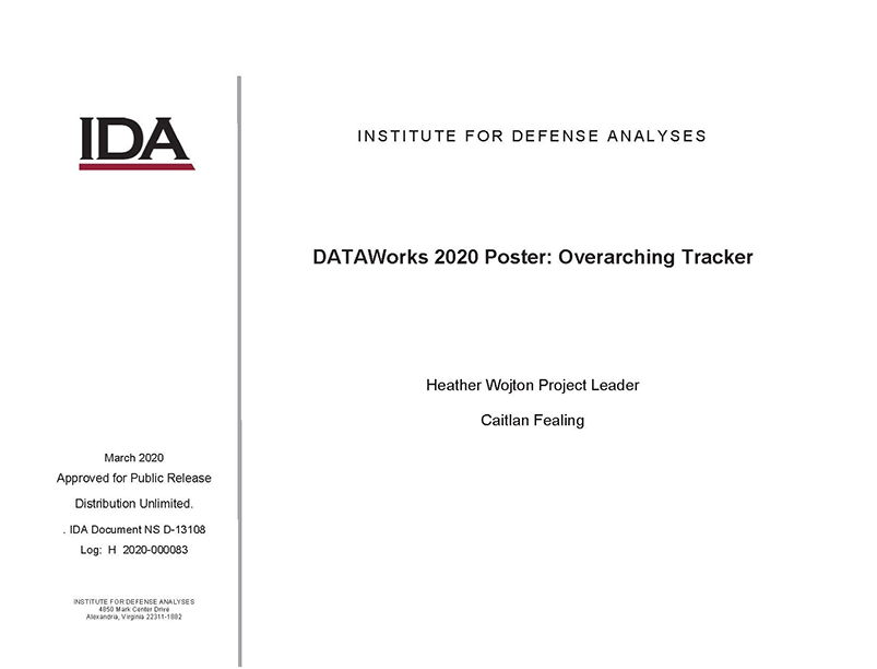 document cover, DATAWorks 2020 Poster: Overarching Tracker