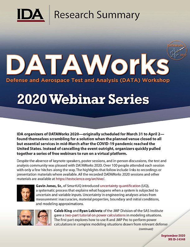 document cover, DATAWorks 2020 Webinar Series 