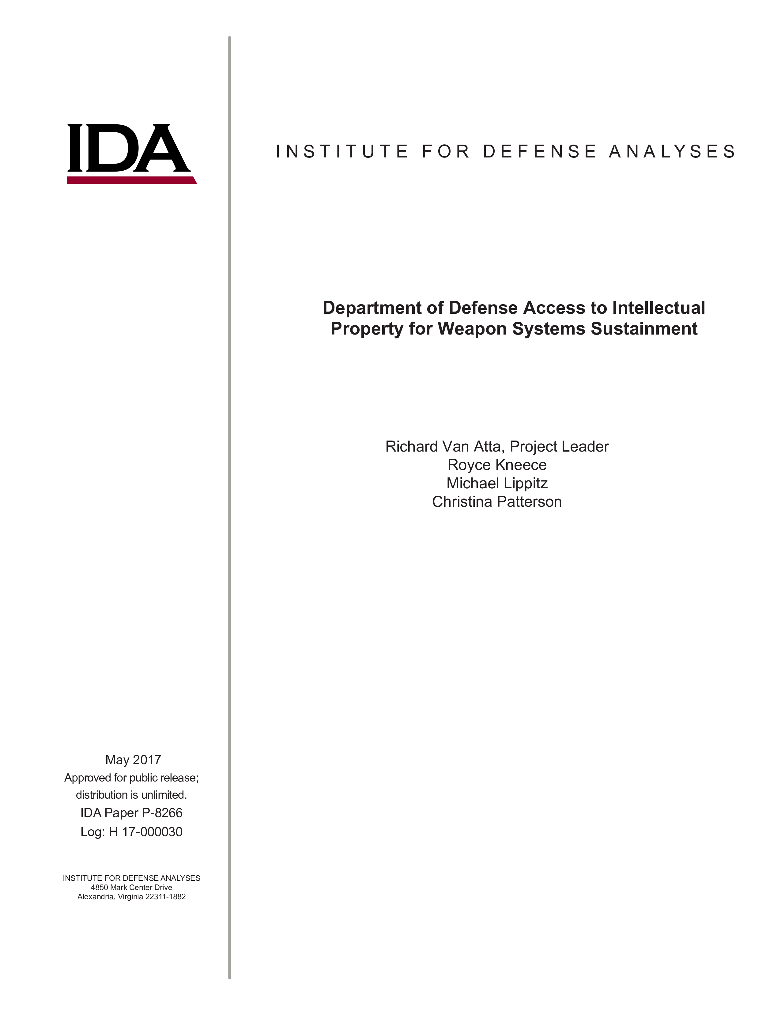 Department of Defense Access to Intellectual Property for Weapon Systems Sustainment