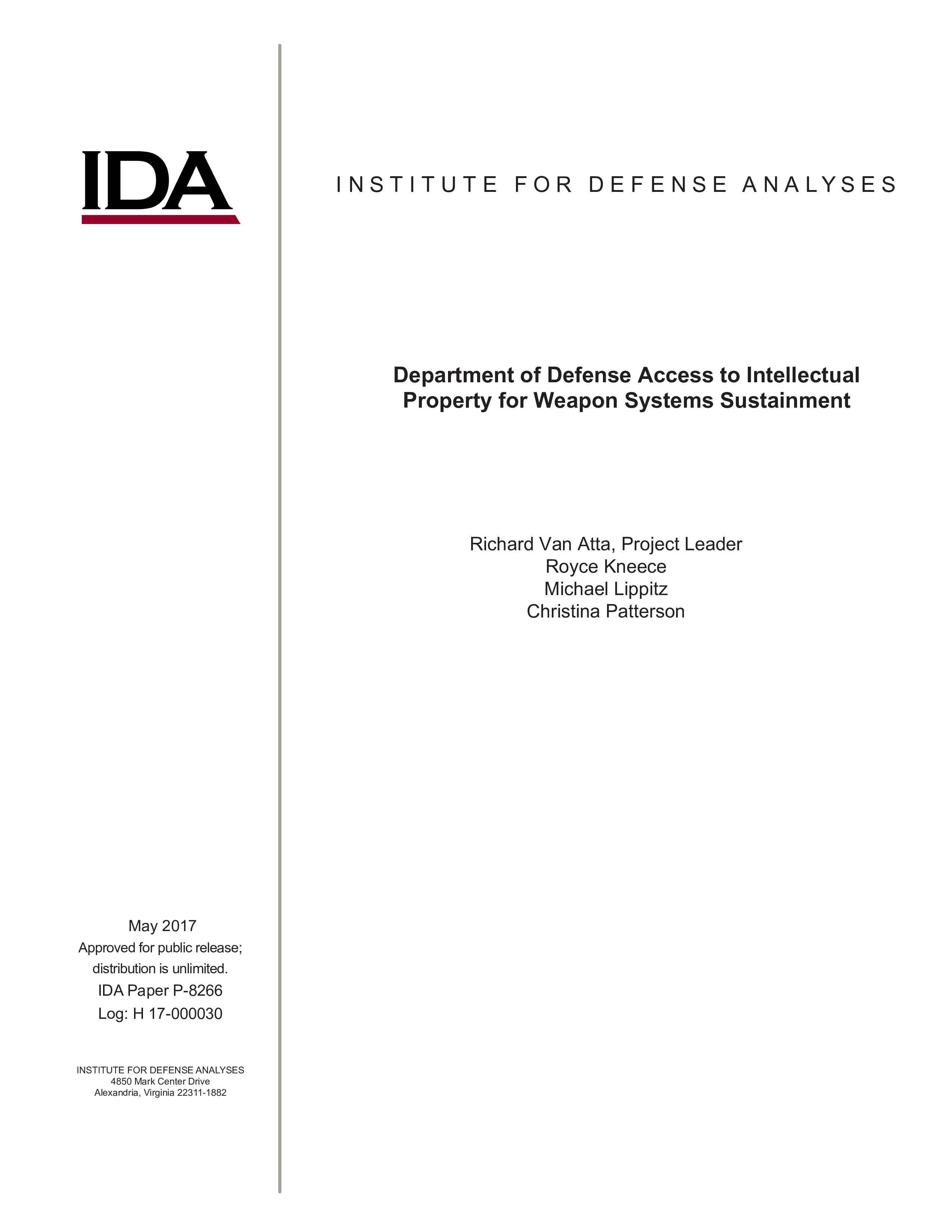 Department of Defense Access to Intellectual Property for Weapon Systems Sustainment