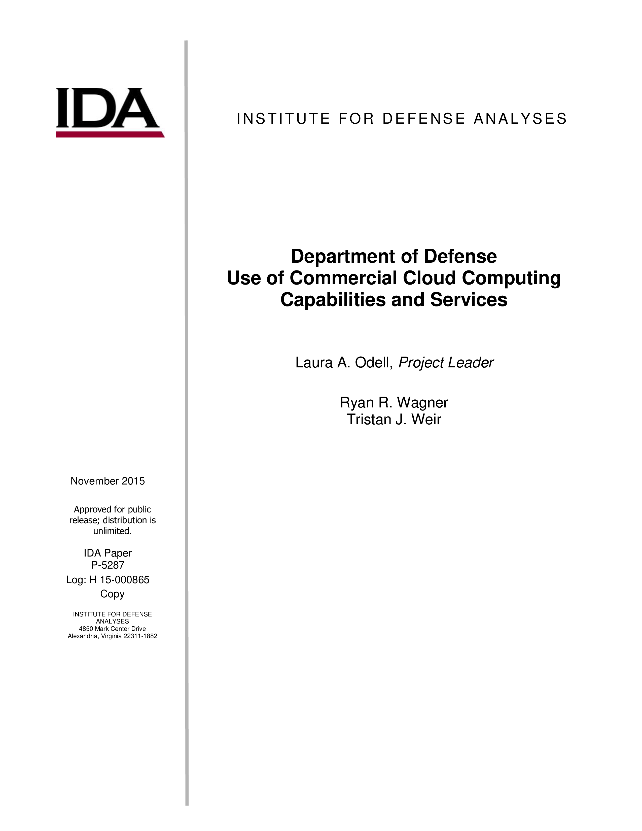 Department of Defense Use of Commercial Cloud Computing Capabilities and Services