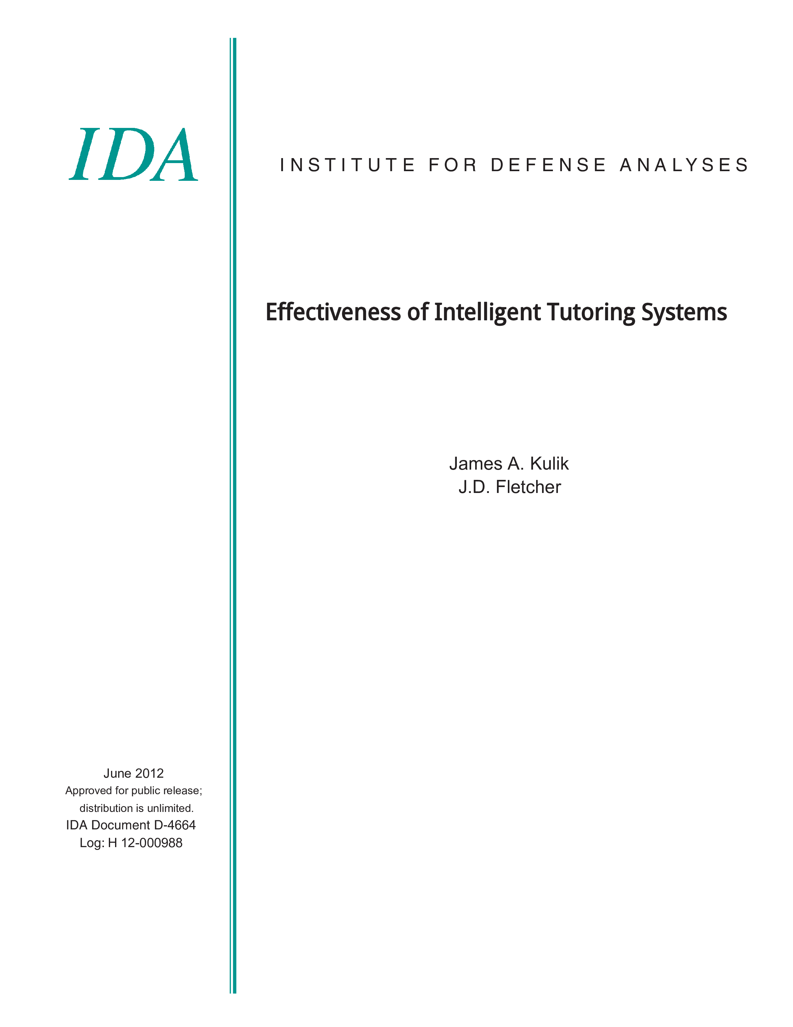 Effectiveness of Intelligent Tutoring Systems