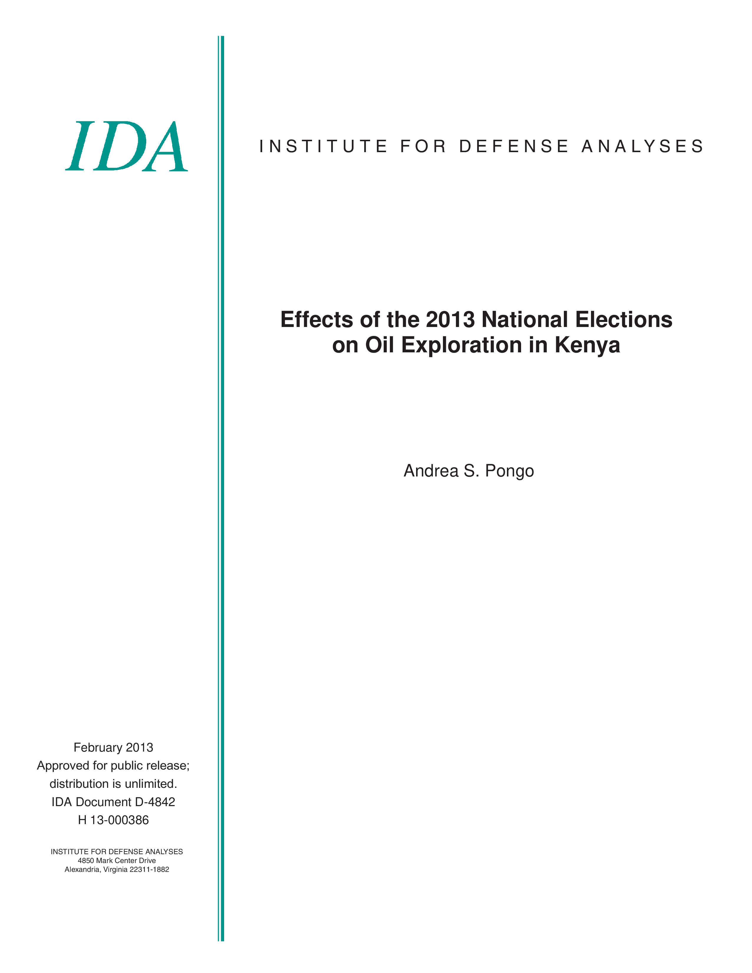 Effects of the 2013 National Elections  on Oil Exploration in Kenya